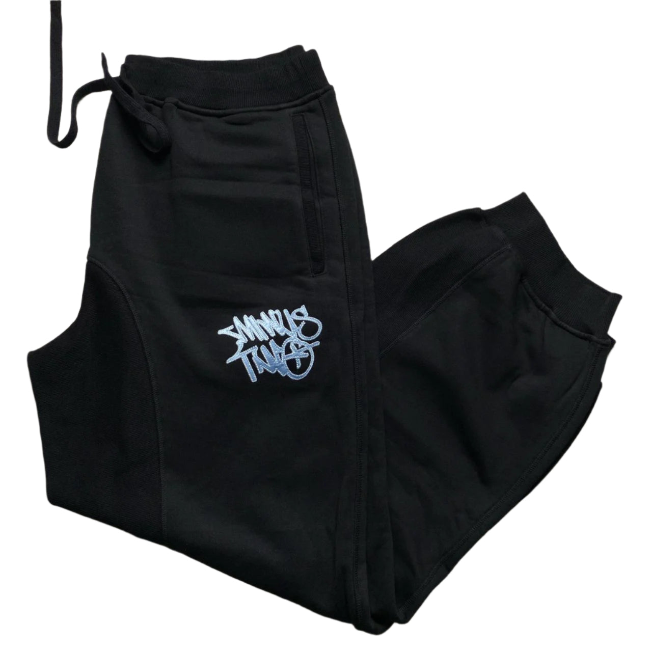 Minus Two Black and Light Blue Baggy Joggers (XL)