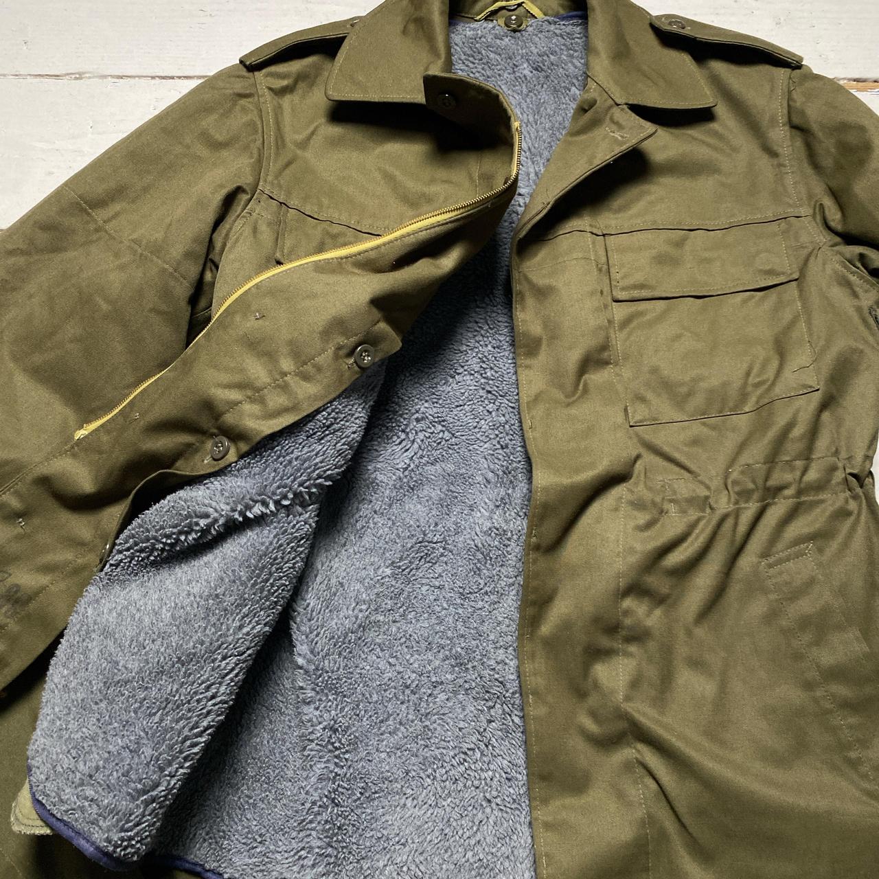 Khaki Green Military Fleece Sherpa Removable Lined Jacket (L)