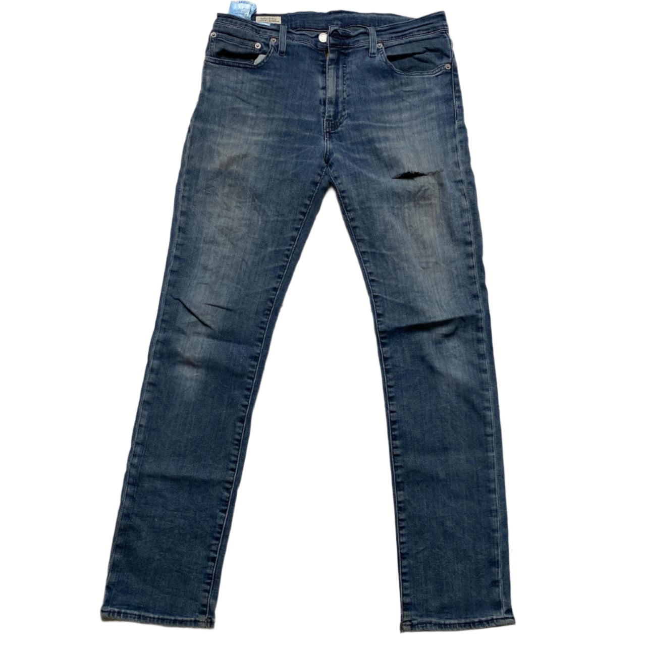 Levis 511 Navy Blue Stonewash Distressed Jeans (32W)