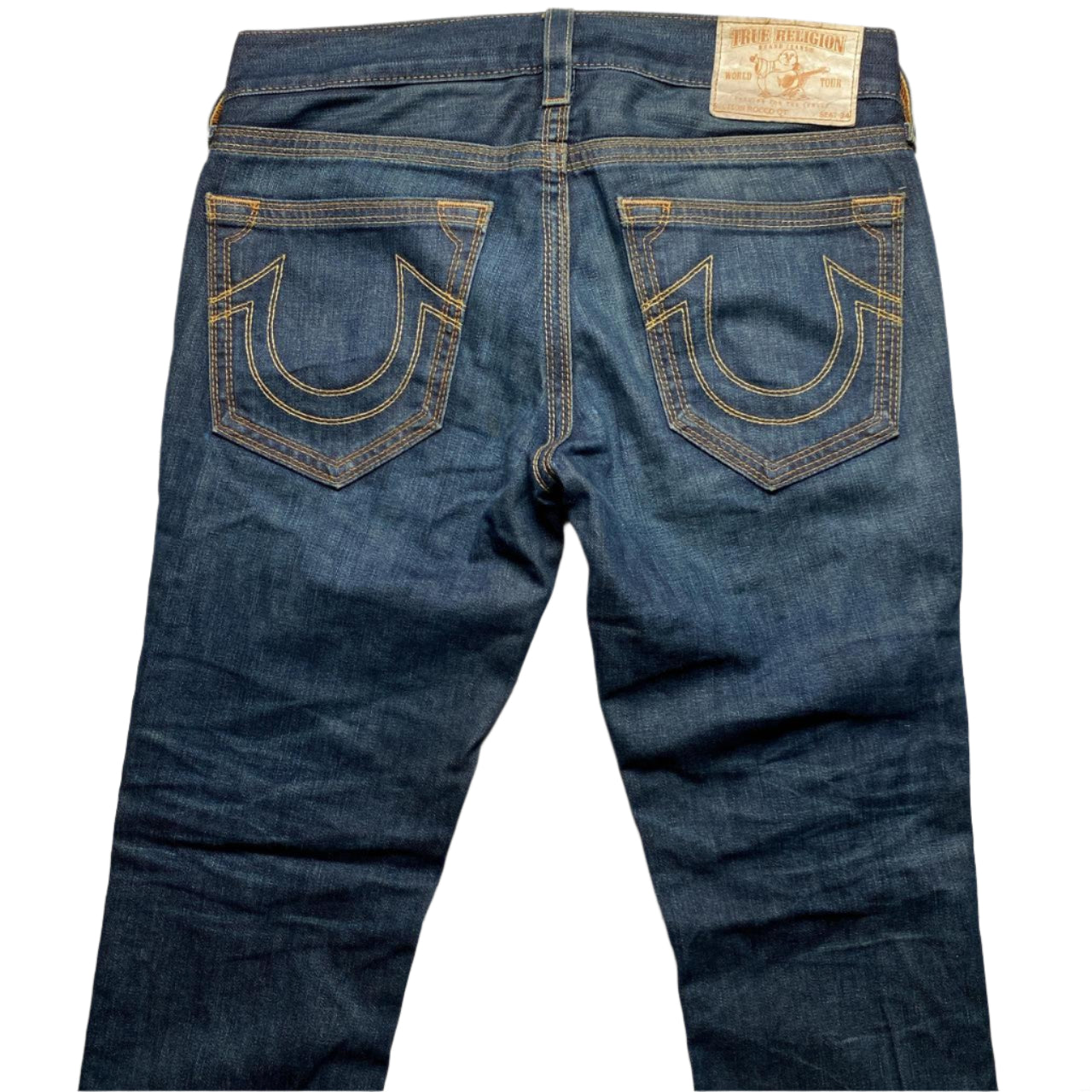 True Religion Rocco QT Brown Stitch Navy Baggy Jeans (31W)