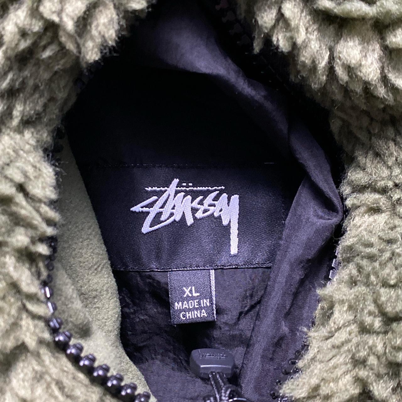 Stussy 8 Ball Fleece Green Black and White Reversible Jacket (XL)