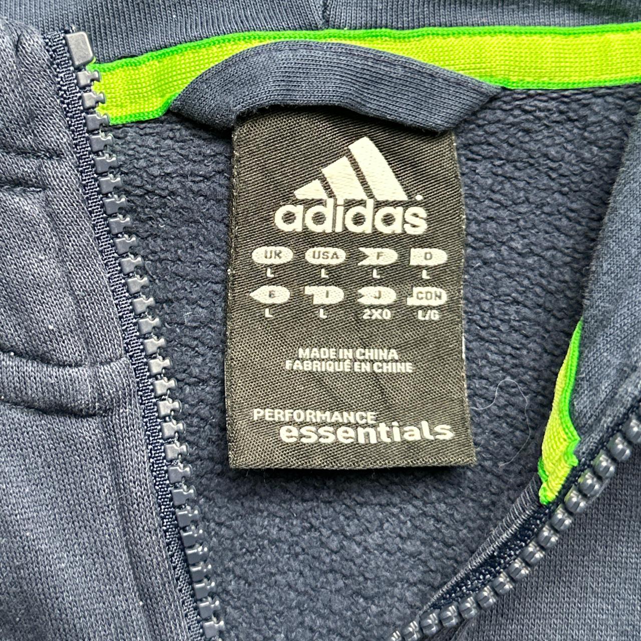Adidas Performance Essentials Navy and Tri Green Hoodie (L)