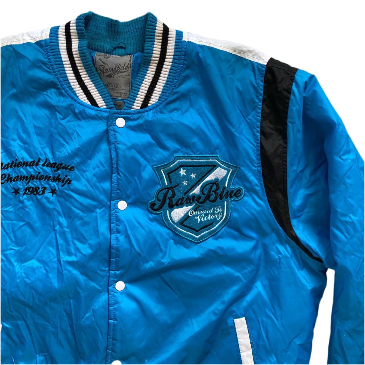 Raw Blue Varsity Bomber Jacket (2XL)