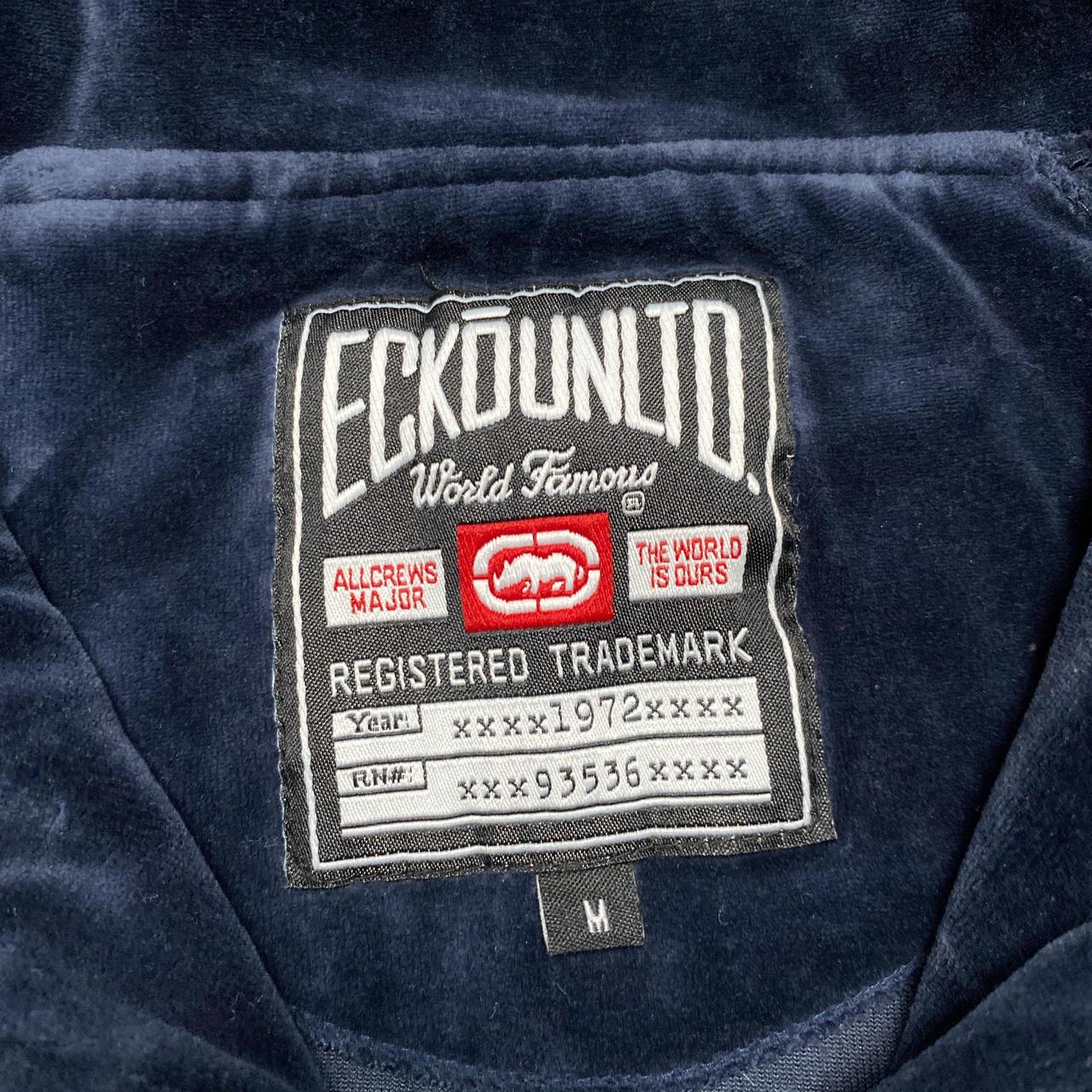 Ecko UNLTD Vintage Velour Navy Baby Blue and White Tracksuit Jacket (M)