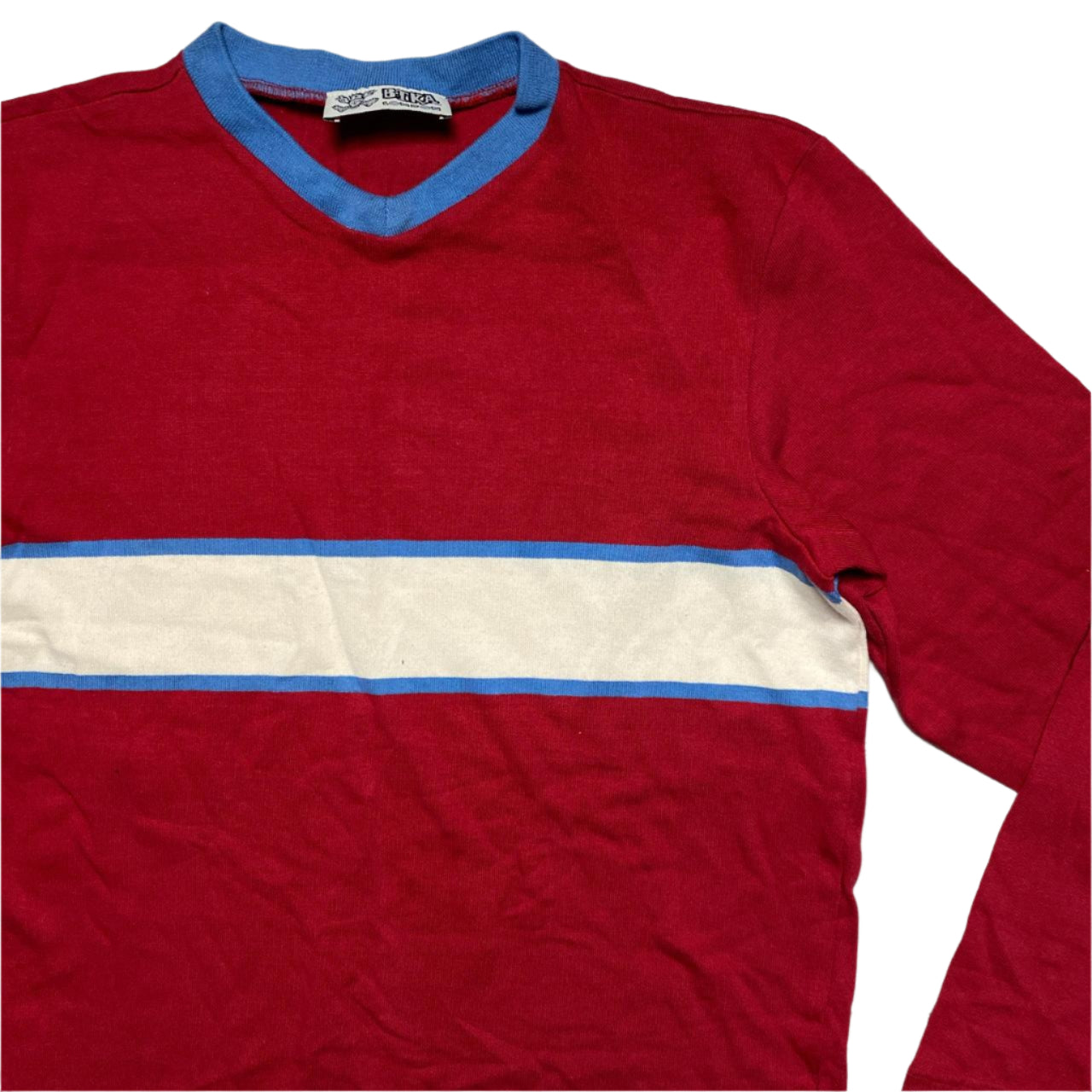 BTKA Born To Kick Arse Red Cream and Blue Jumper (L)