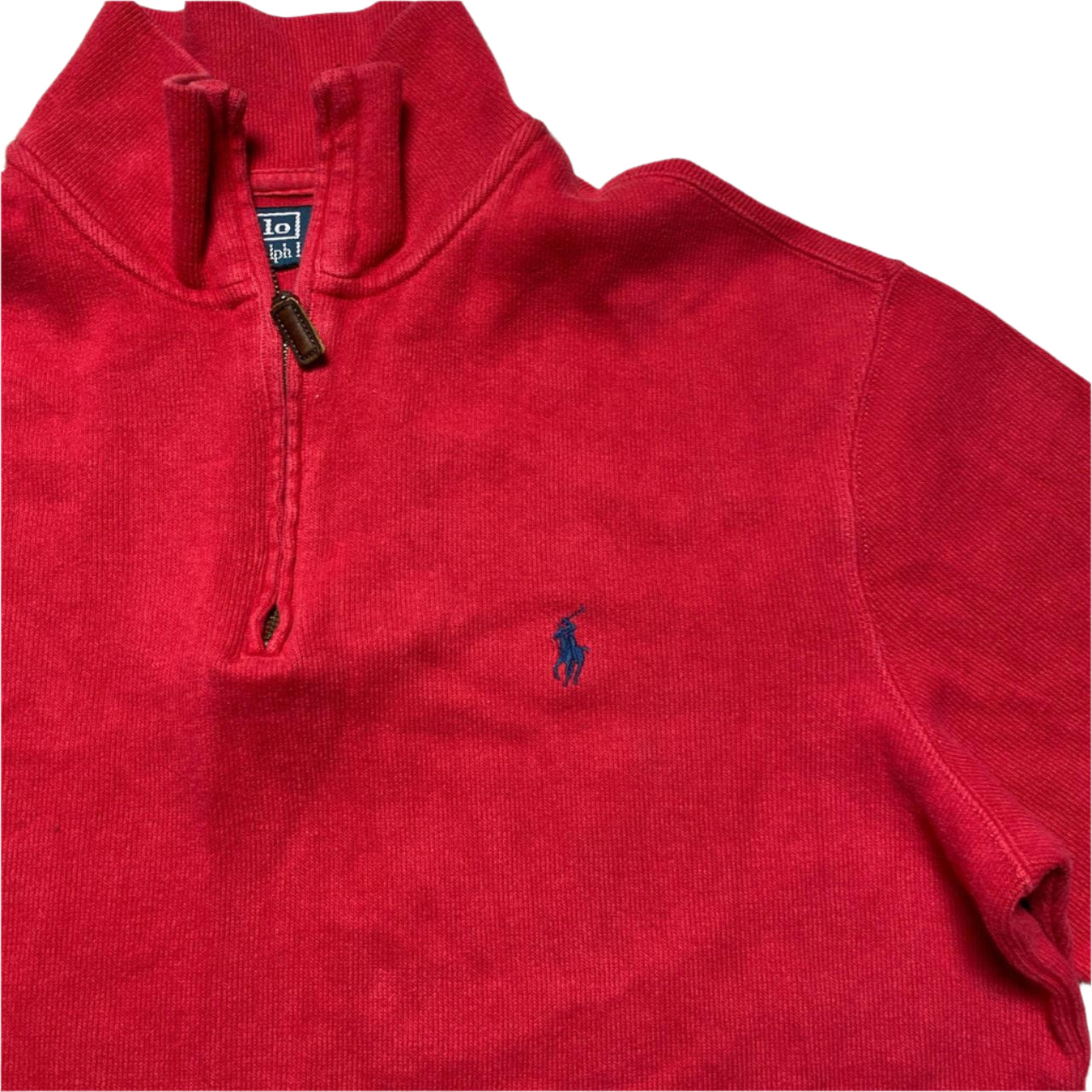 Polo Ralph Lauren Red and Navy Pony Quarter Zip Jumper (M)