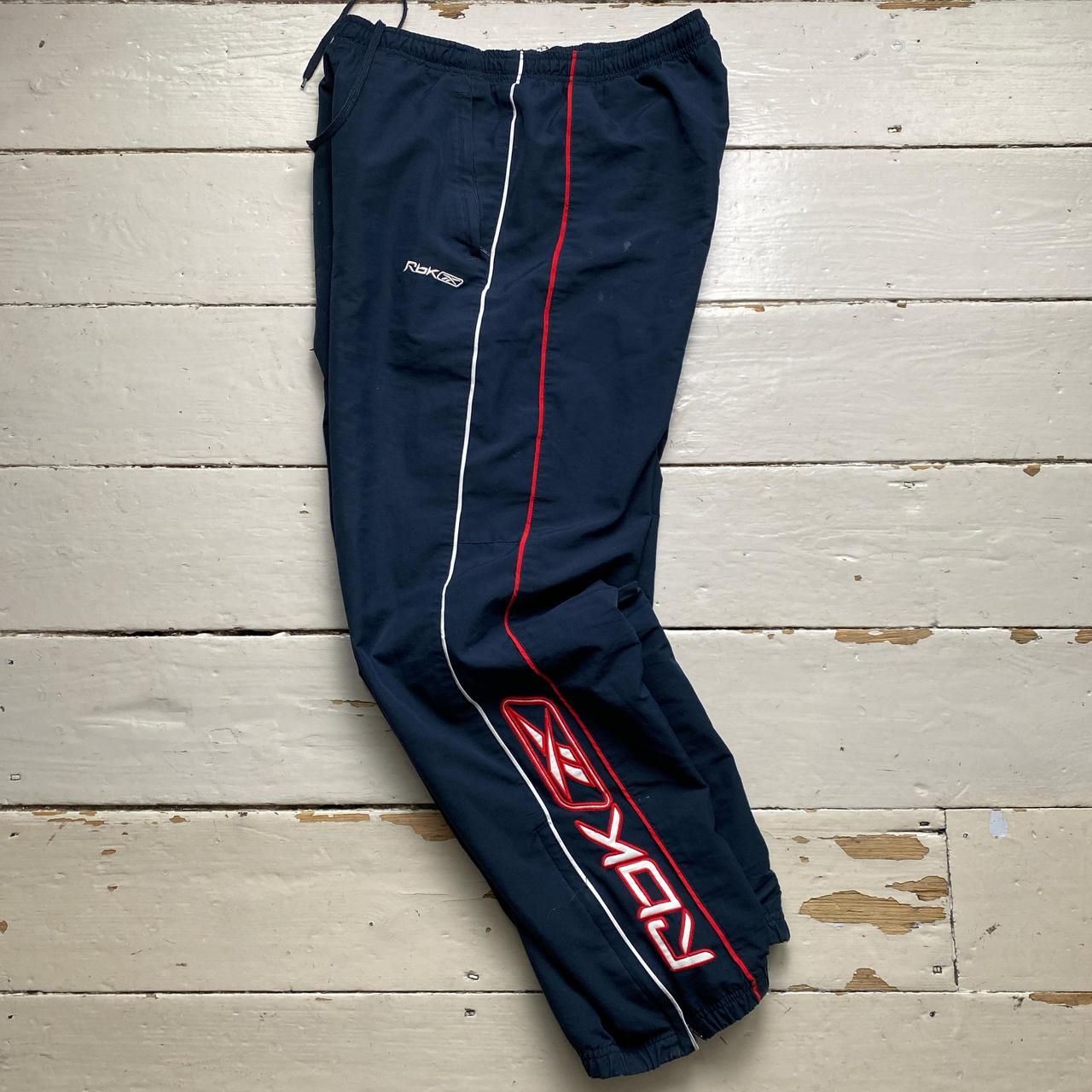 Reebok Vintage Navy White and Red Shell Baggy Trackpant Bottoms