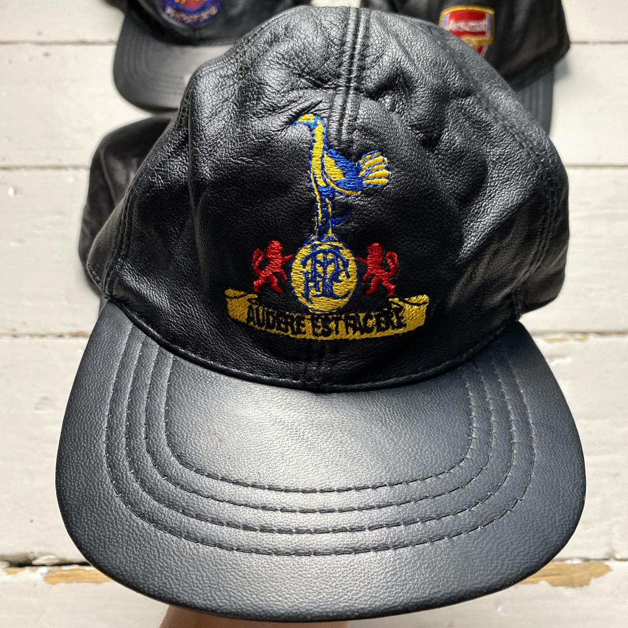 Vintage Leather 90’s Football Club Caps Arsenal West Ham Tottenham and Liverpool
