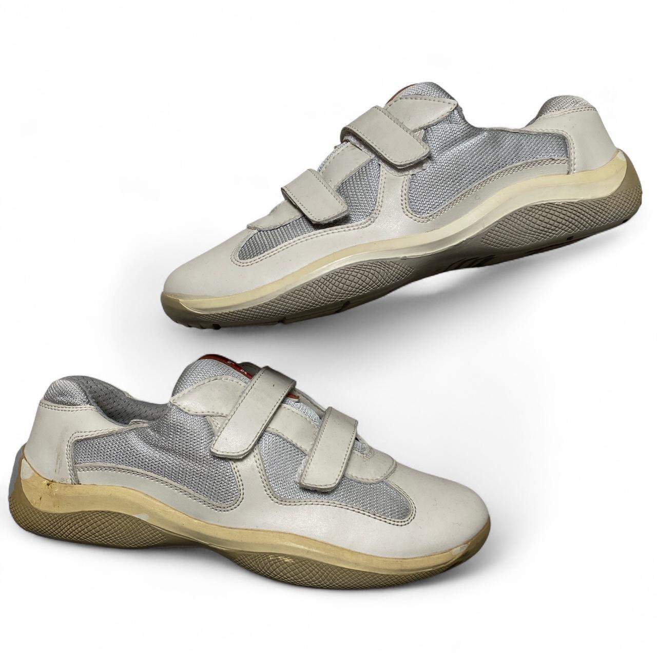 Prada Americas Cup White and Red Strap Up Trainers (UK 10)