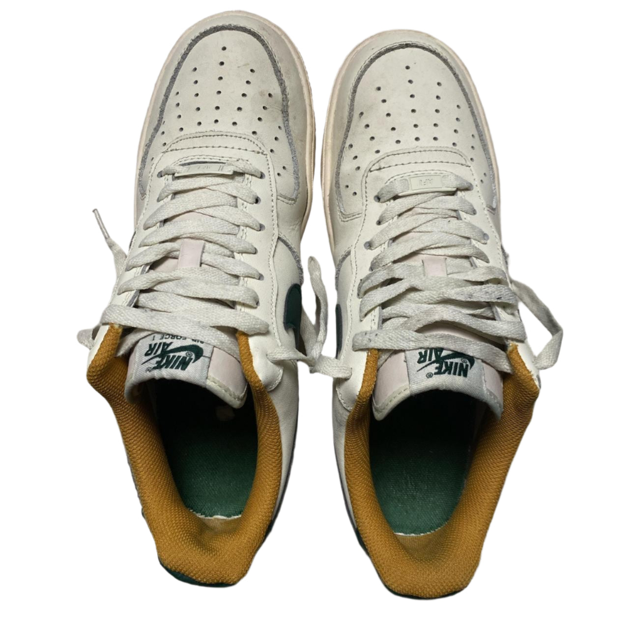 Nike Air Force 1 Cream White and Green ((UK 9)