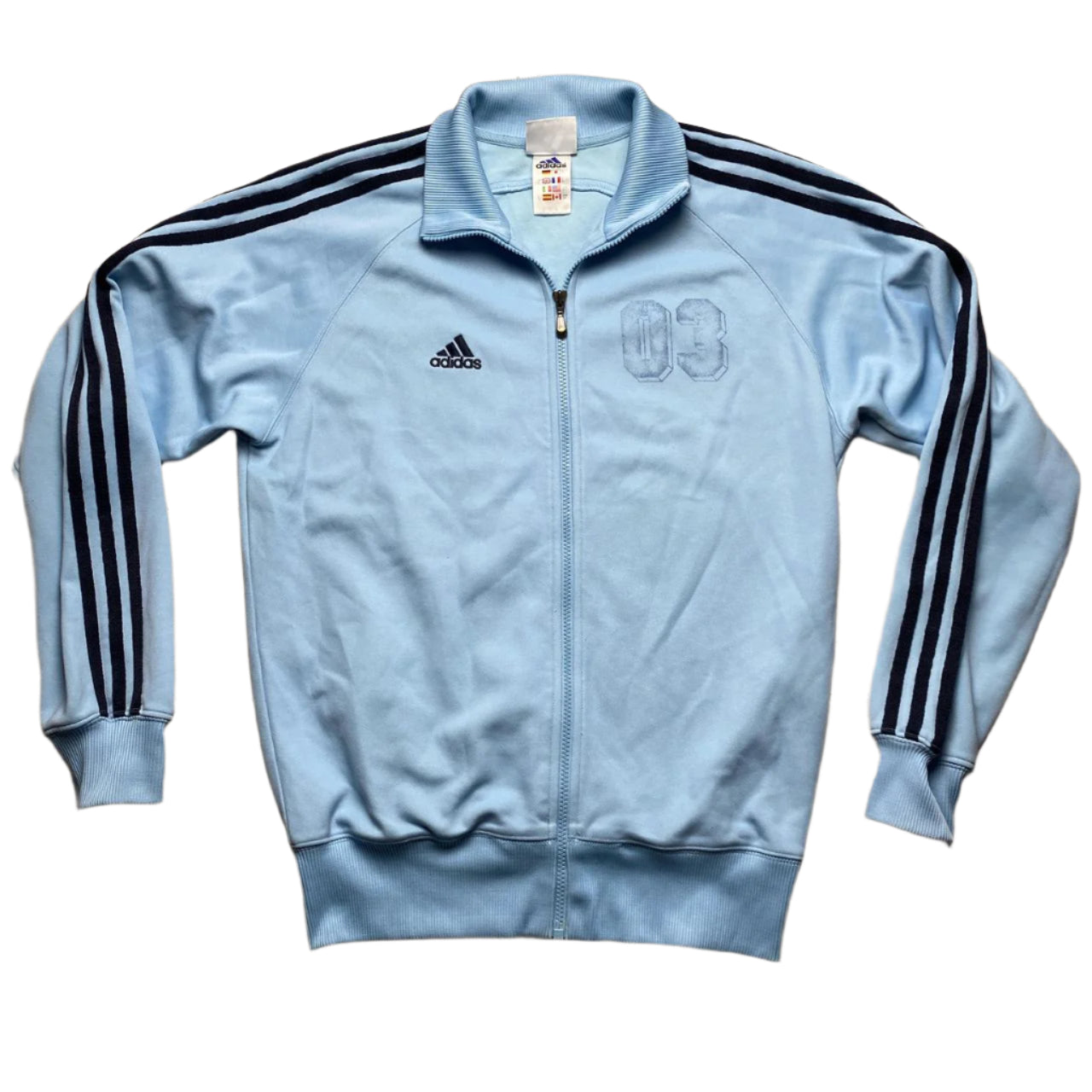 Adidas Light Baby Blue and Navy Football Vintage 03 Tracksuit Jacket (S)