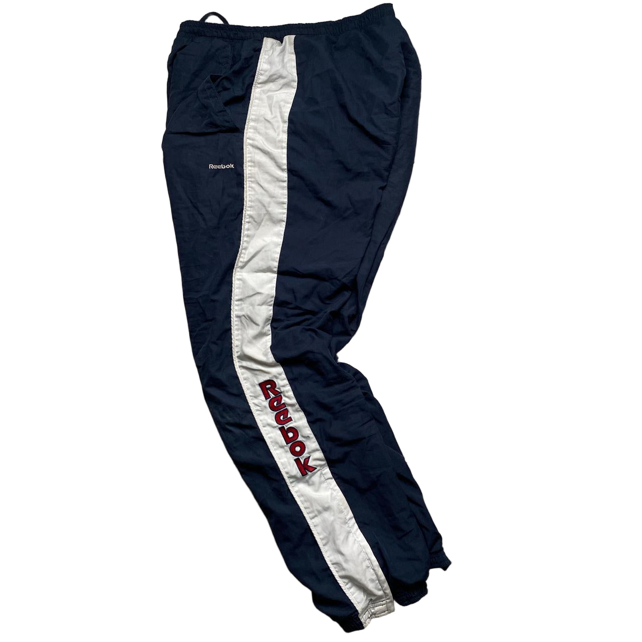 Reebok Vintage Shell Trackpant Baggy Navy White and Red Bottoms (S)