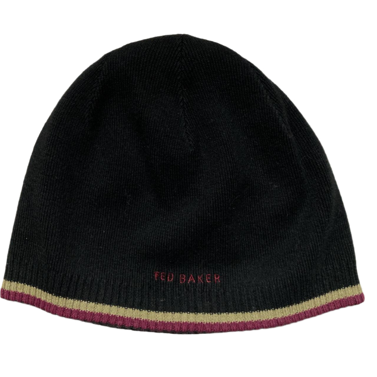 Ted Baker Black and Pink Stripe Beanie Hat