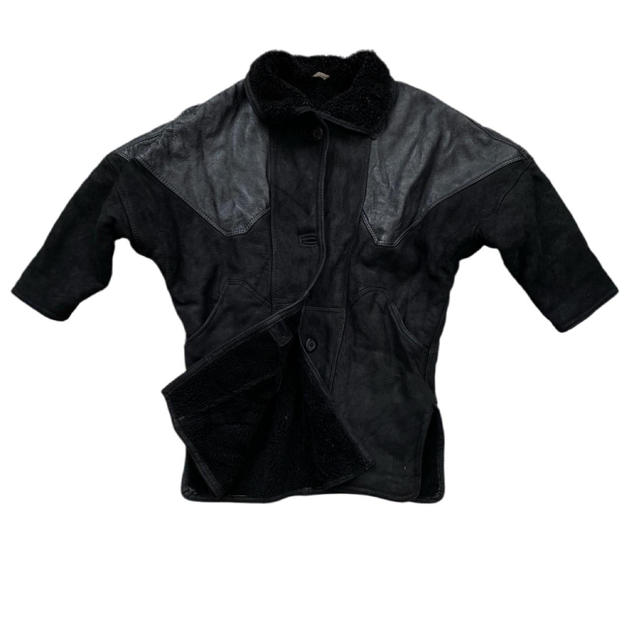 O’Ned Leather Shearling Vintage Womens Coat (L)