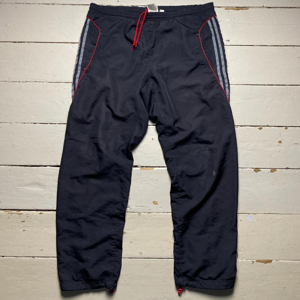 Adidas Baggy Vintage Black and Red Shell Trackpant Bottoms