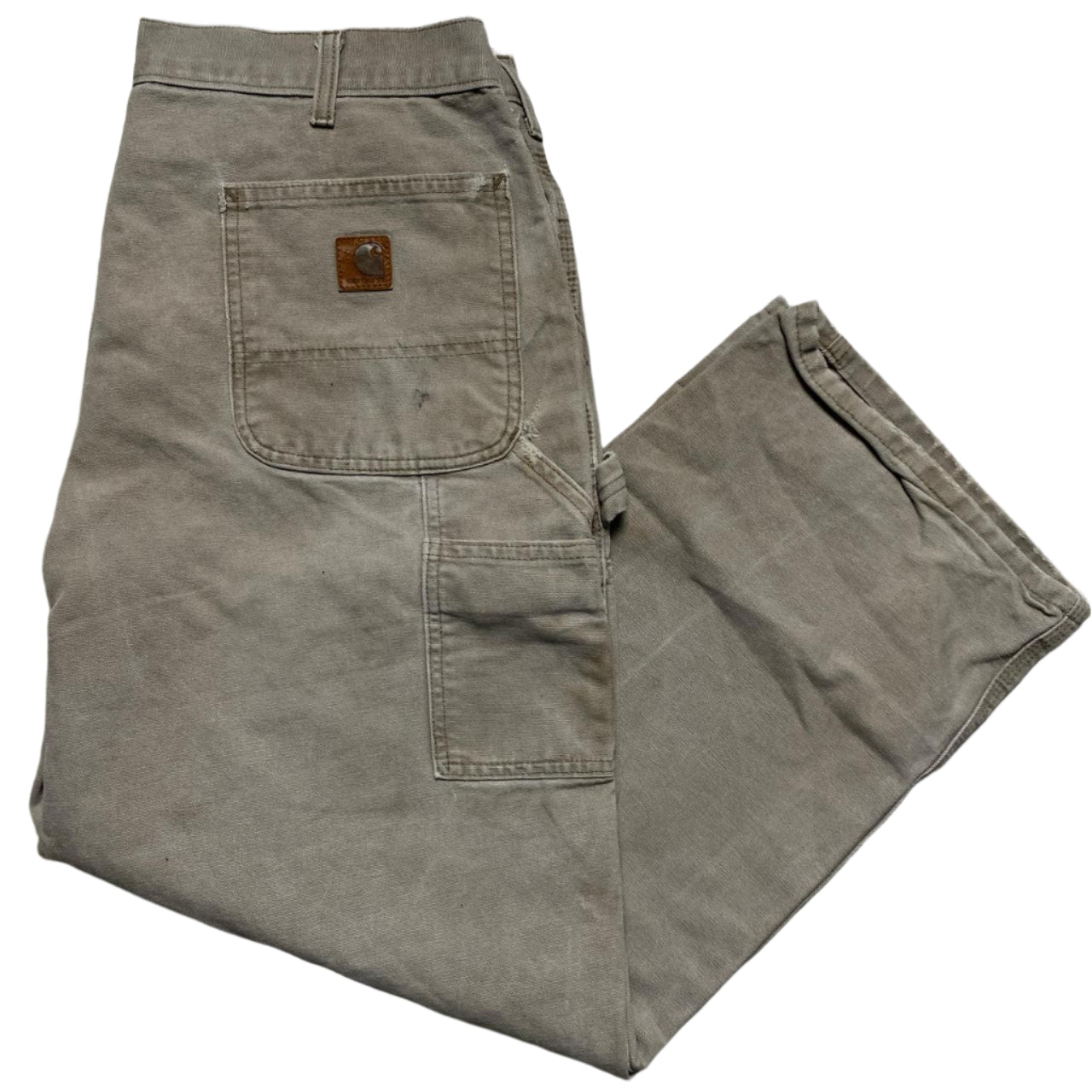 Carhartt Vintage Distressed Workwear Carpenter Cargo Trousers Light Khaki (36W)