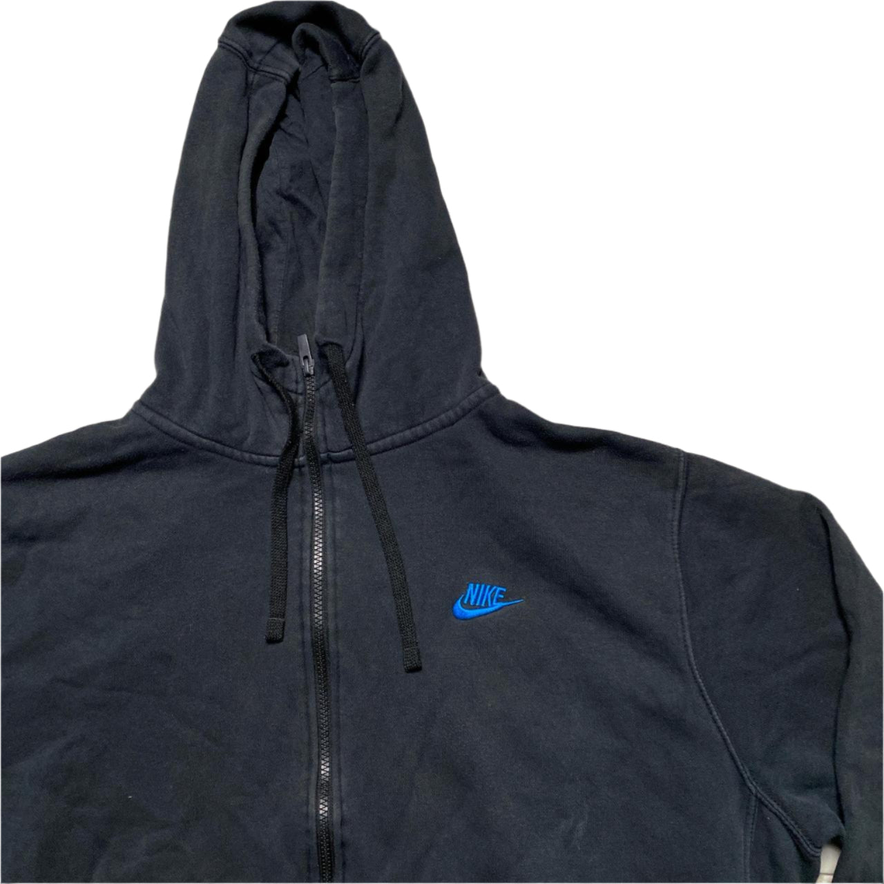 Nike Black and Blue Swoosh Hoodie (XL)