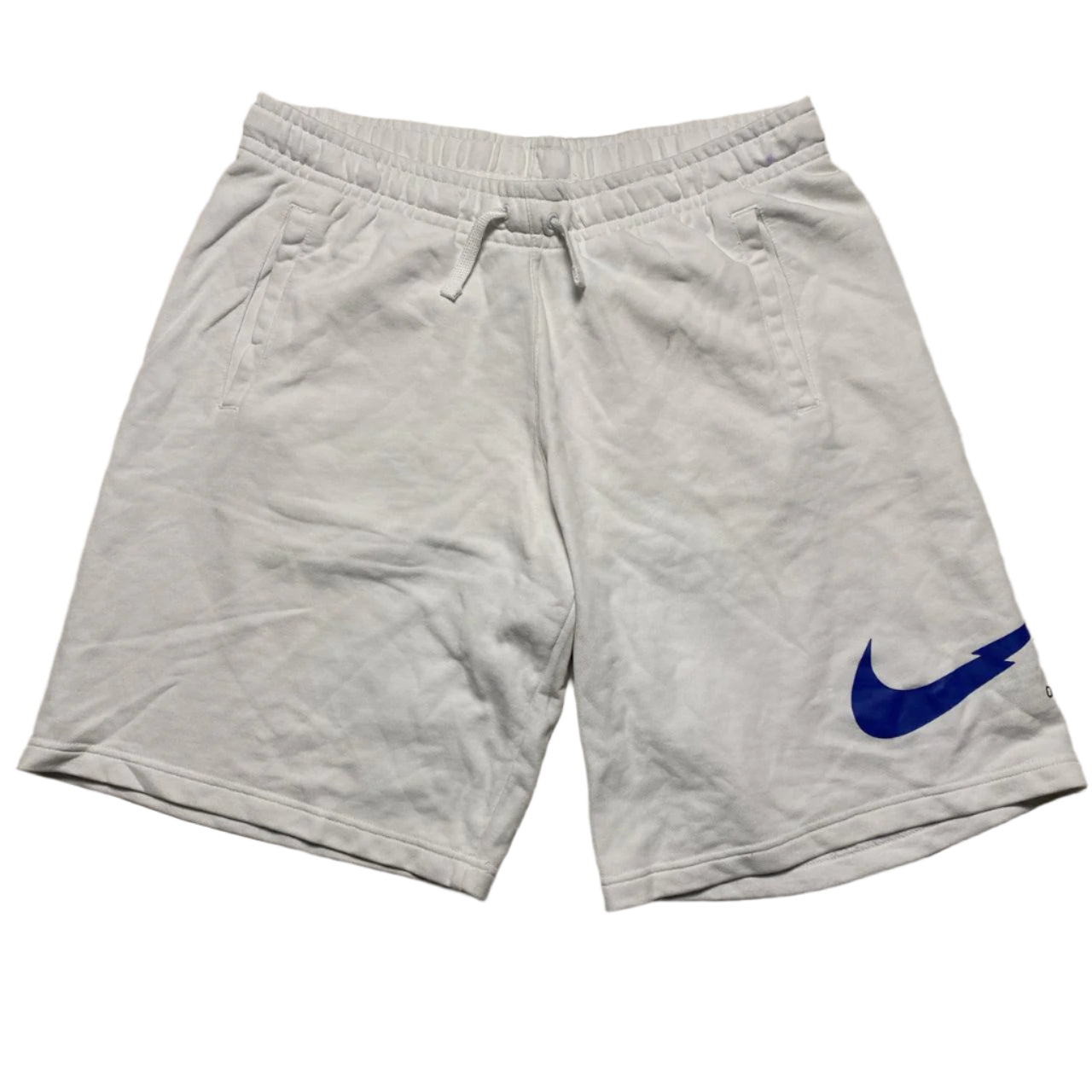 Nike White and Blue Big Swoosh Shorts (XL)