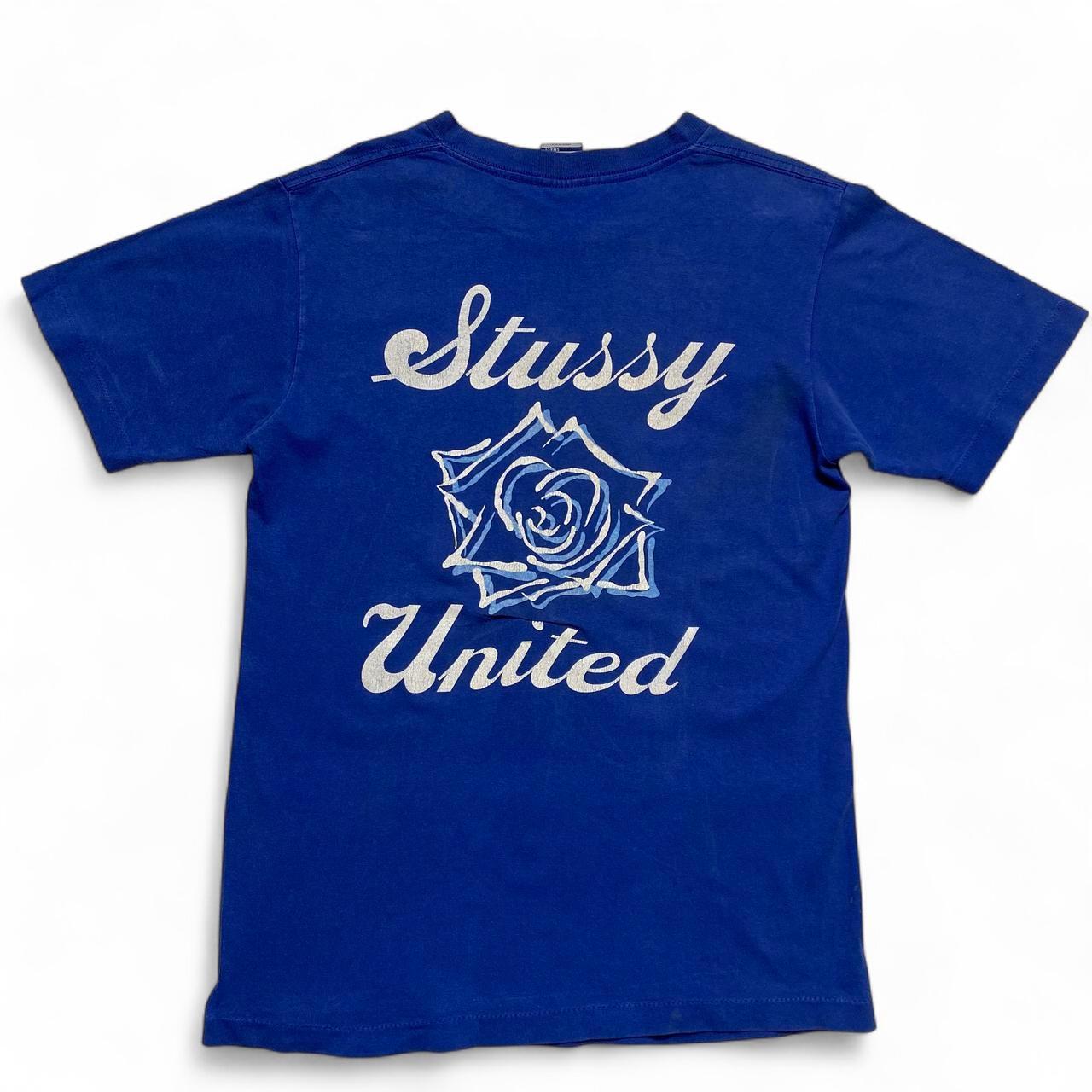 Stussy Vintage Blue and White Skull T Shirt (S)