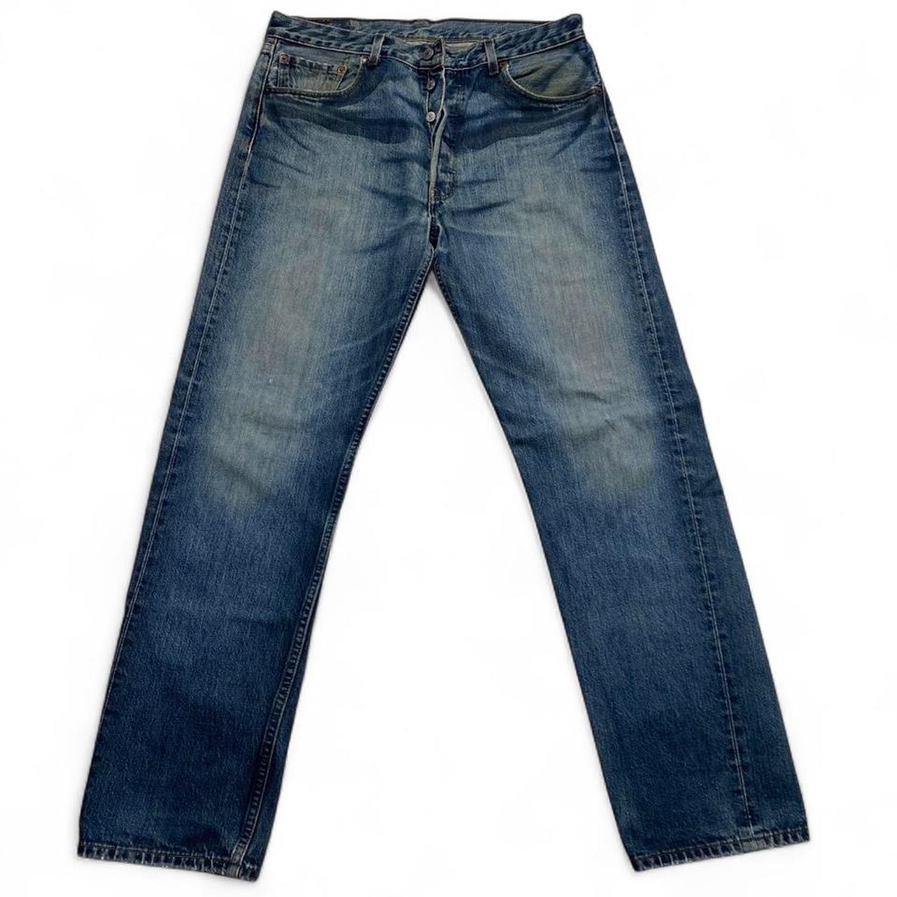 Levis 501 Light Blue Distressed Vintage Jeans (34W)