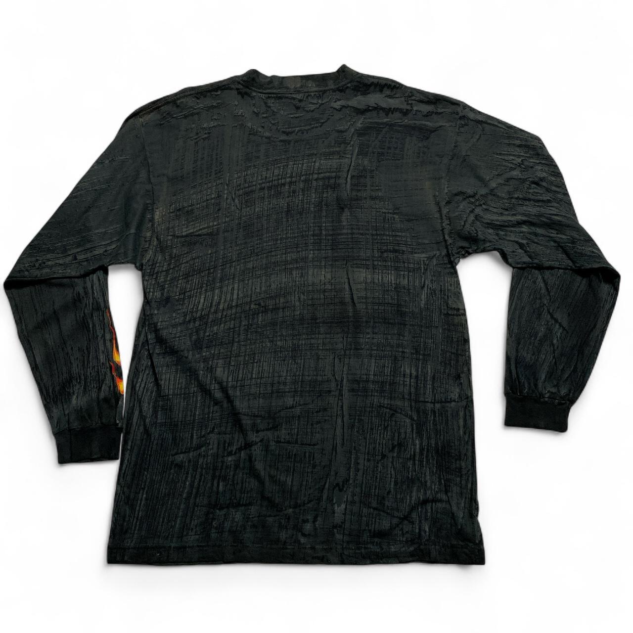 Sideout Vintage y2k Dragon Grey and Yellow Flames Grunge Long Sleeve T Shirt (L)