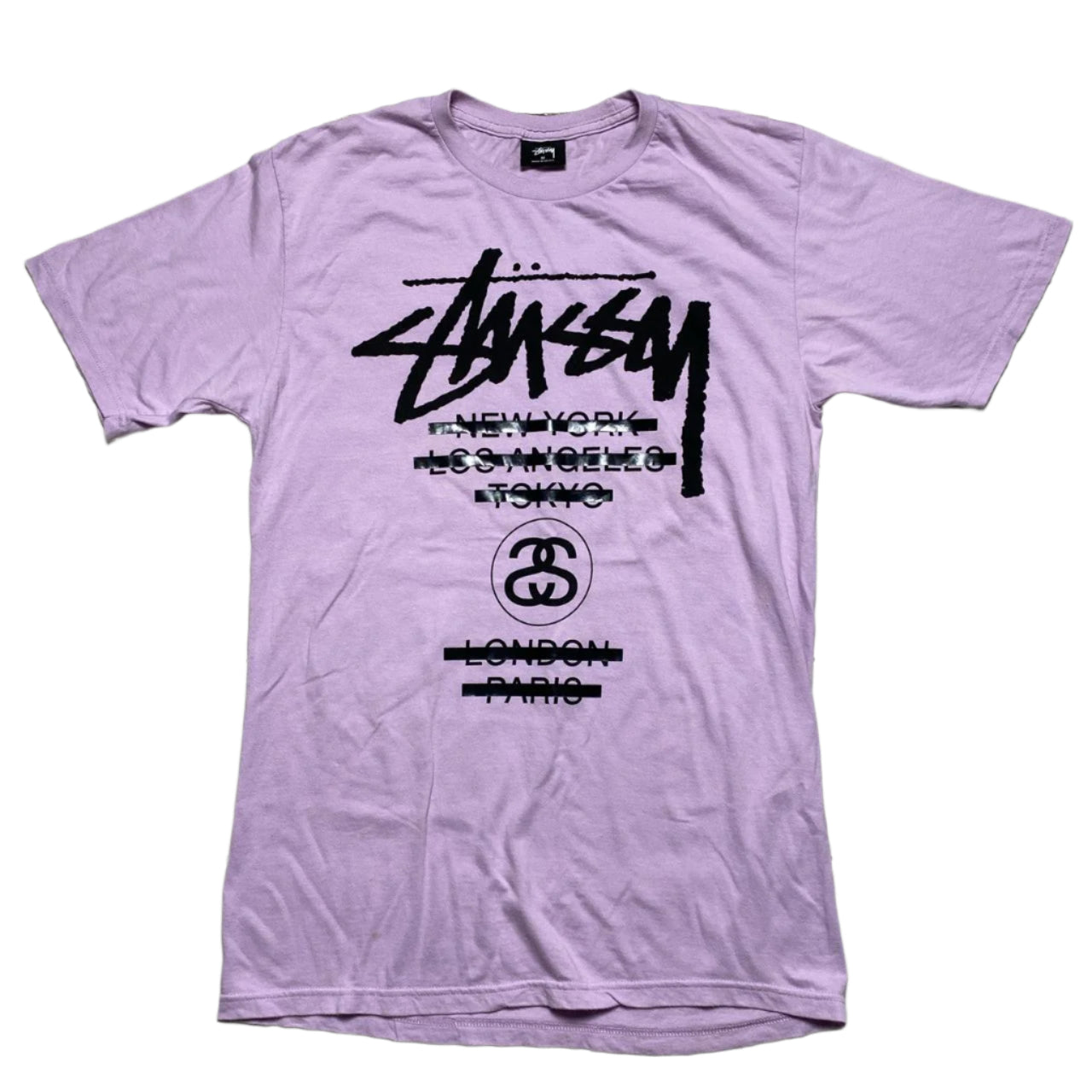 Stussy Lavender Purple and Black T Shirt (M)