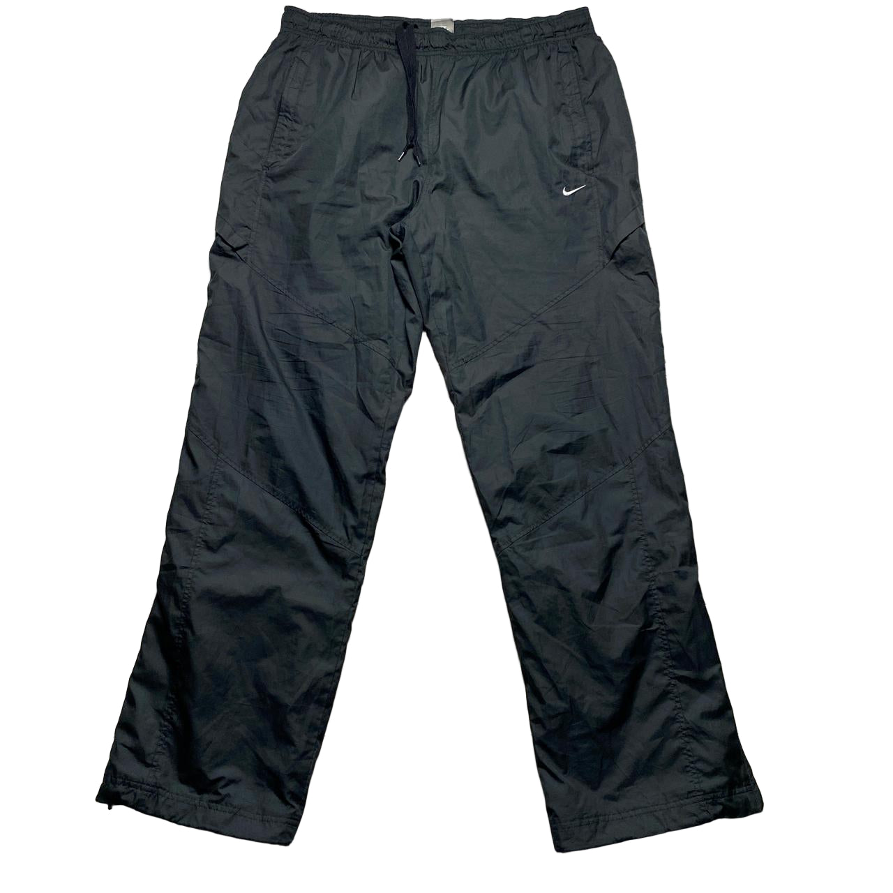 Nike Swoosh Black and White Baggy Shell Trackpant Bottoms (XL)