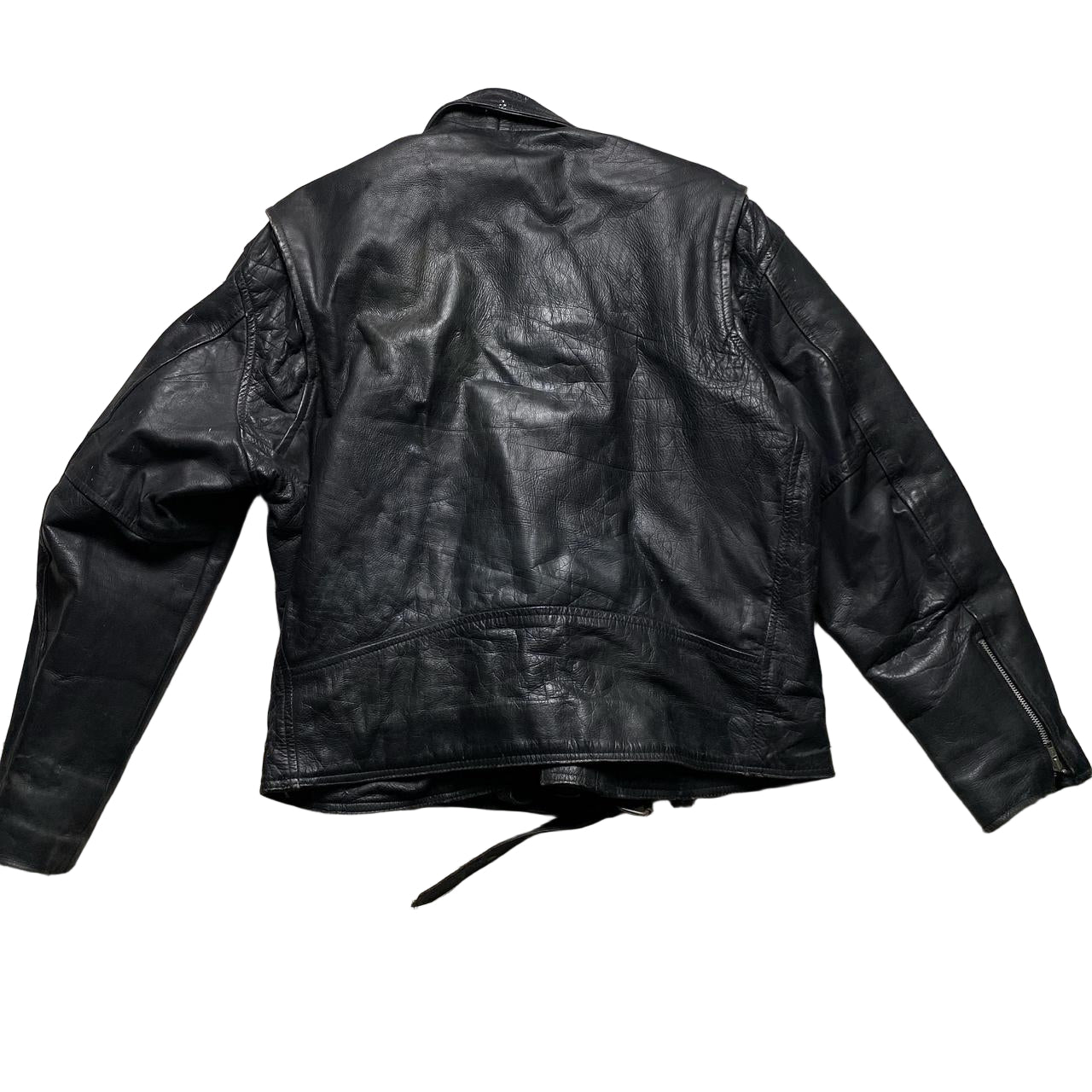London Leather Vintage Black Biker Motorcycle Jacket (L)