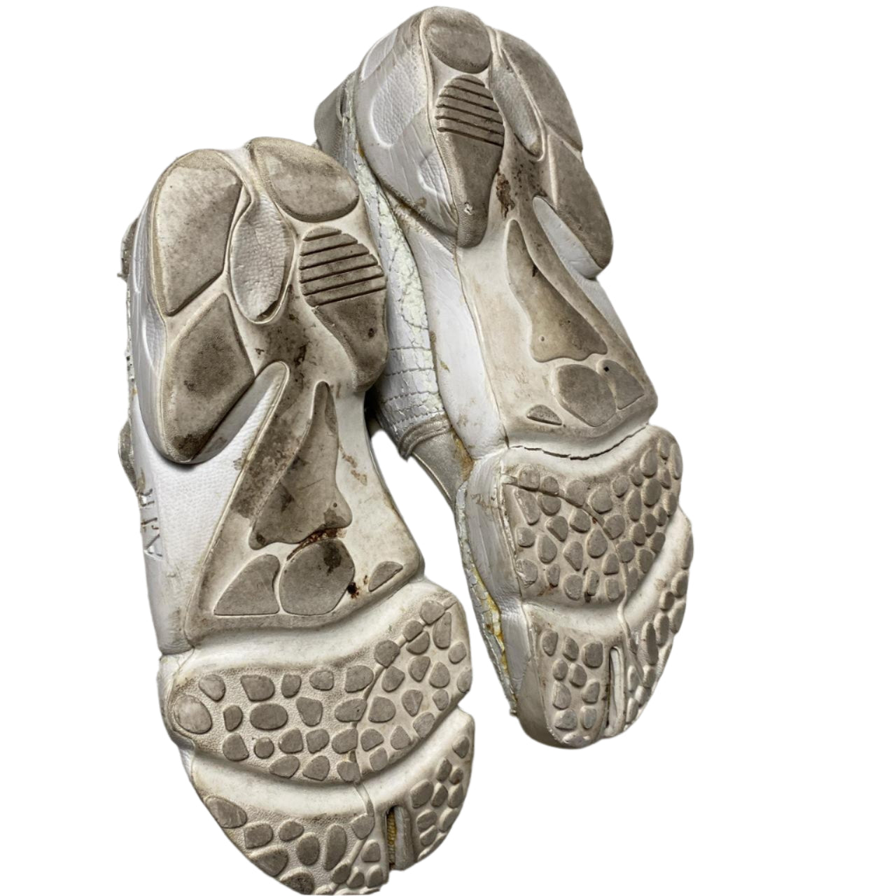 Nike Air Rift Split Tabi Toe White and Yellow Gold Swoosh Sandal (UK 7)