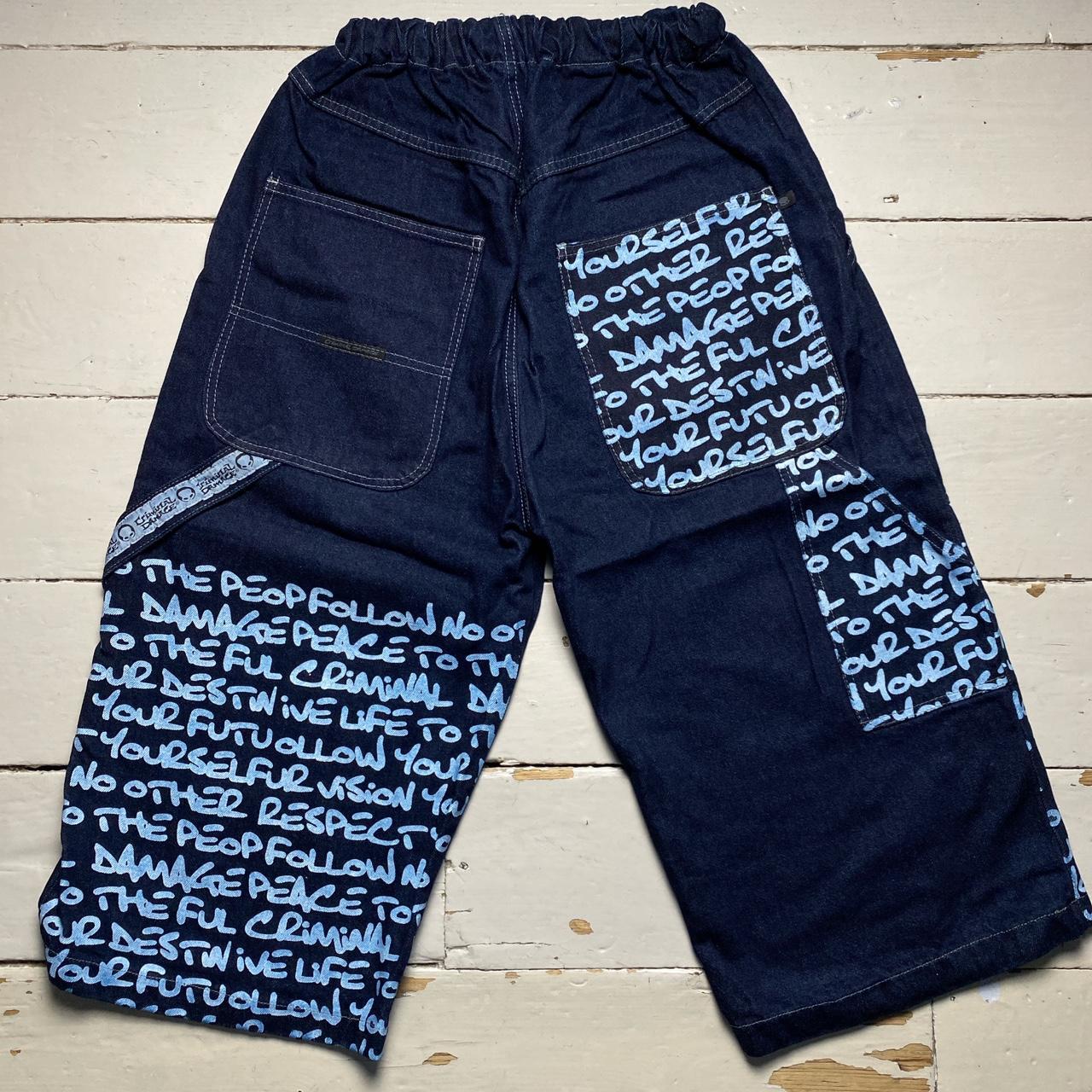 Criminal Damage Graffiti Baggy Vintage y2k Denim Carpenter Style Jorts Jean Shorts