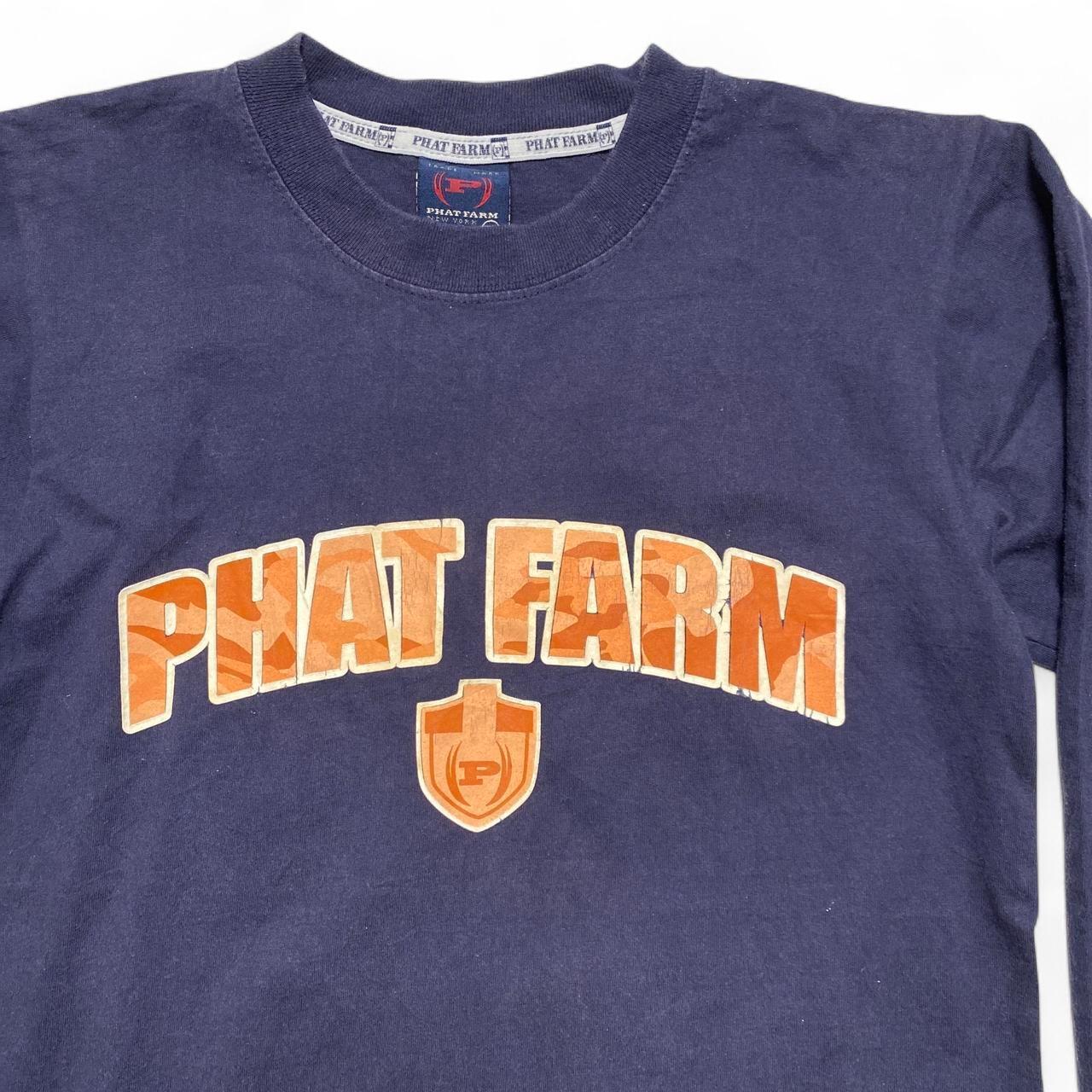Phat Farm Navy and Orange Long Sleeve T Shirt (S)