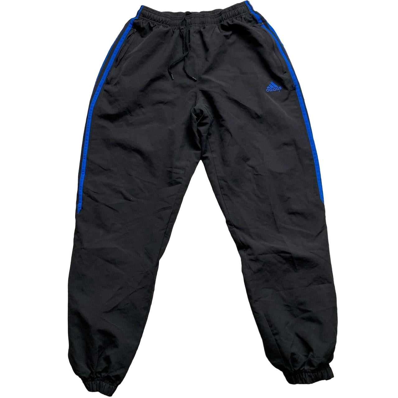 Adidas Blue and Black Baggy Shell Trackpant Bottoms (M)