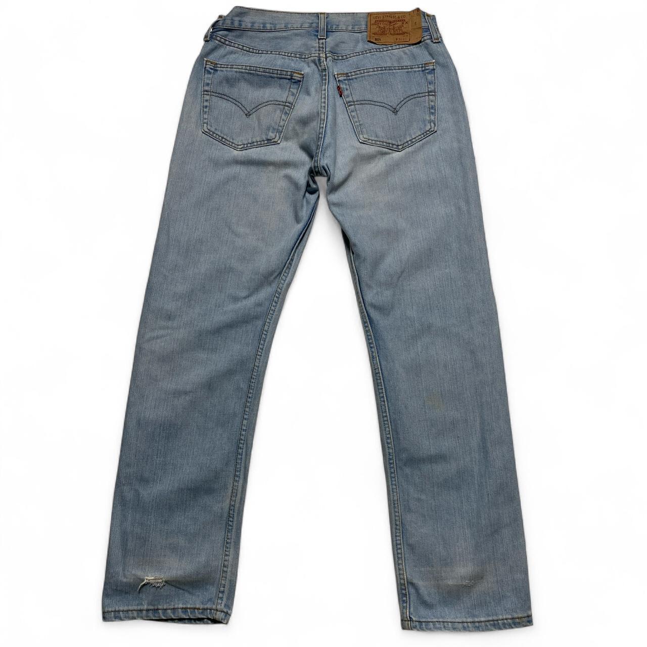 Levis 501 Light Blue Distressed Baggy Vintage Jeans (32W)