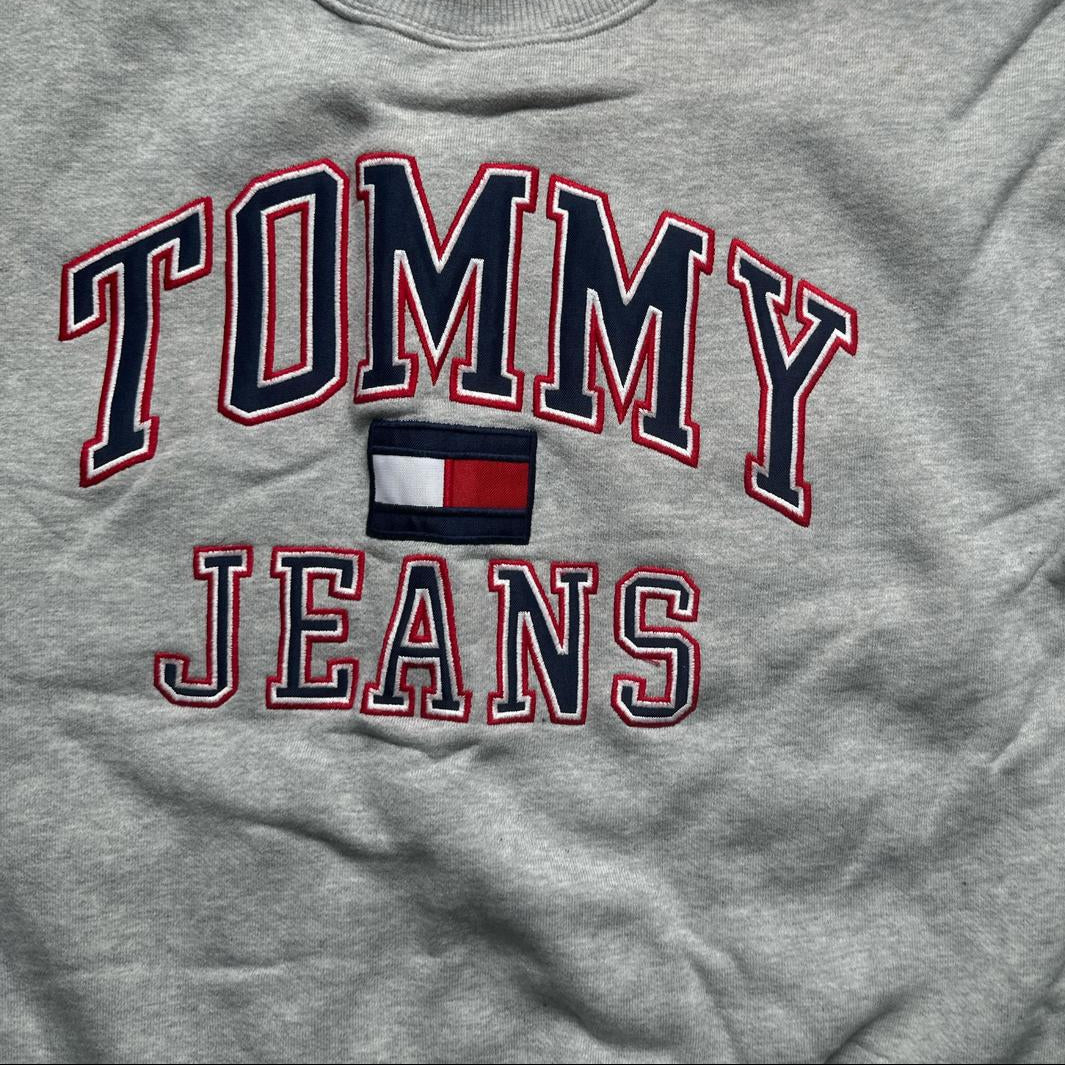 Tommy Hilfiger Grey Spellout Jumper (XS)