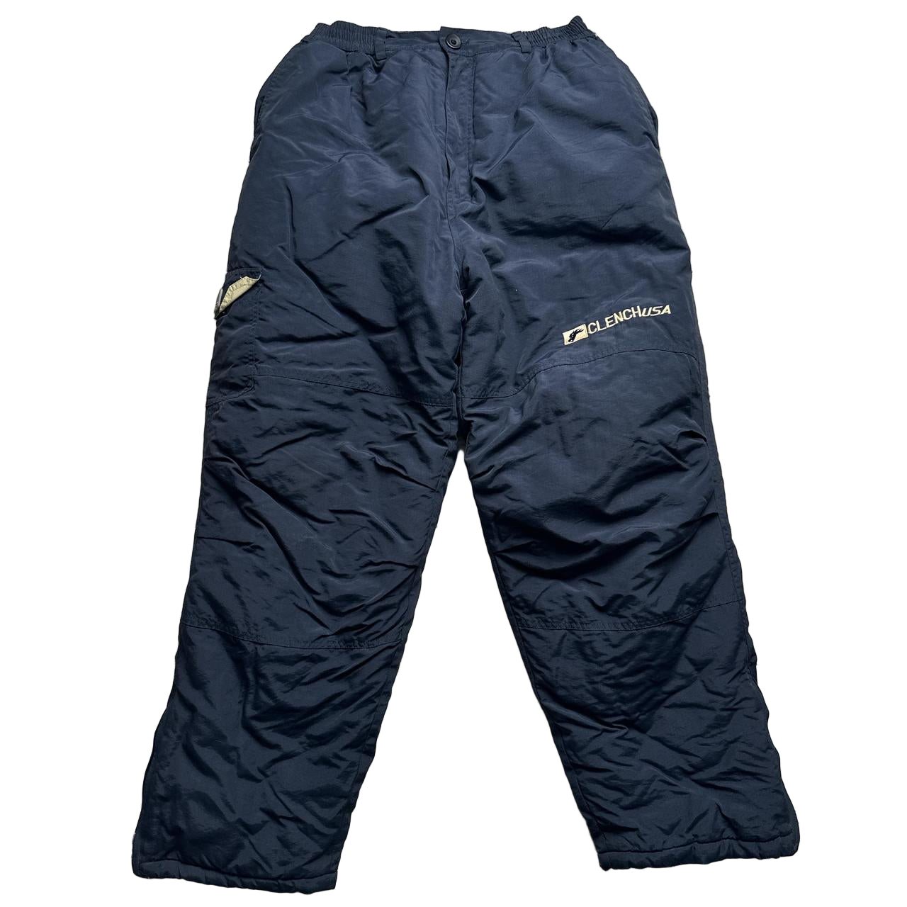 Clench USA Navy and Cream Baggy Shell Ski Cargo Trousers (M/L)