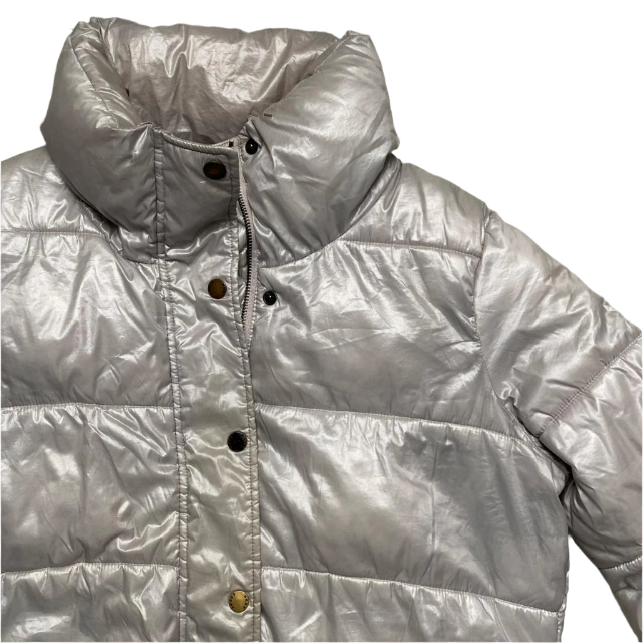 DKNY Silver and Black Puffer Jacket (M)