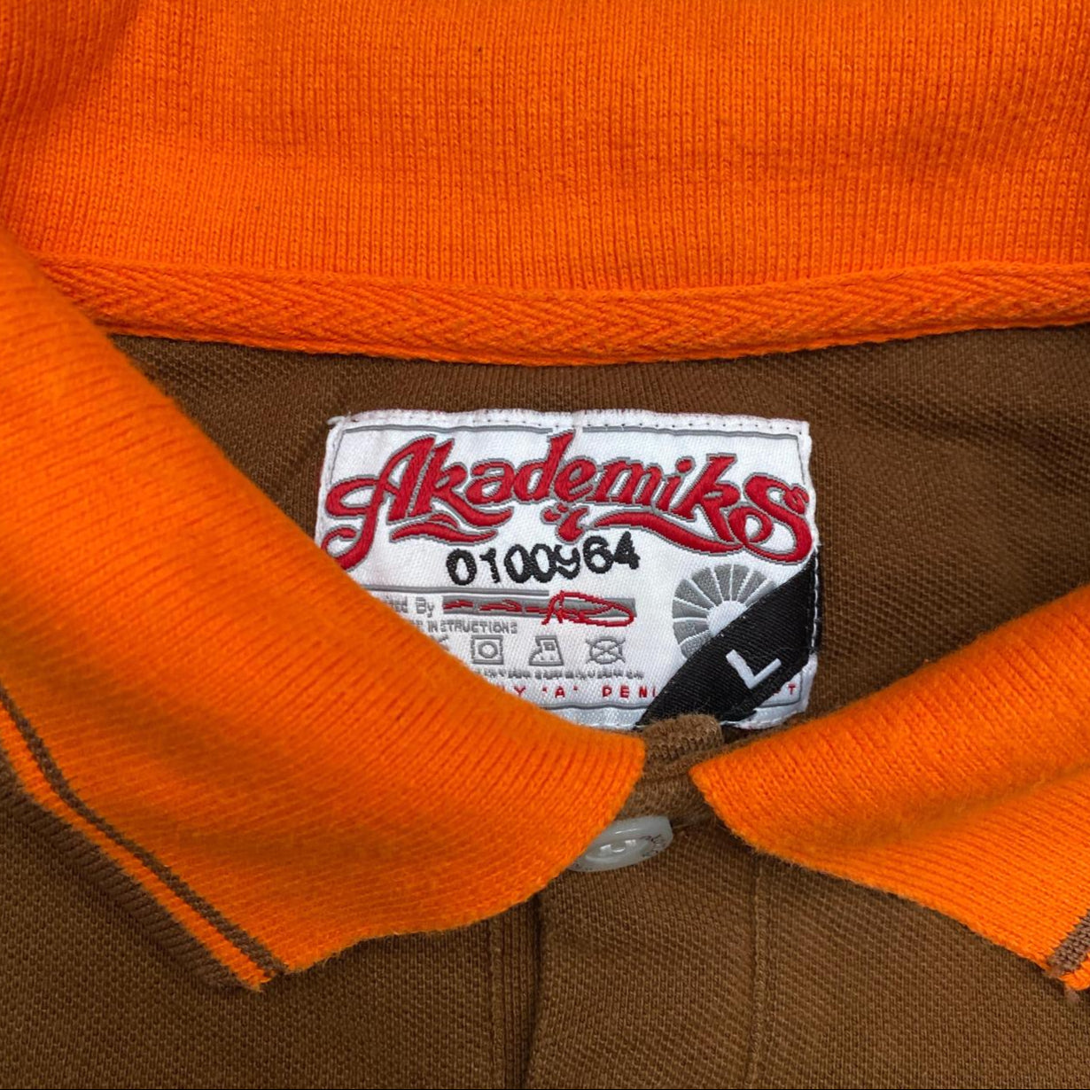 Akademiks Brown and Orange Polo Shirt (L)