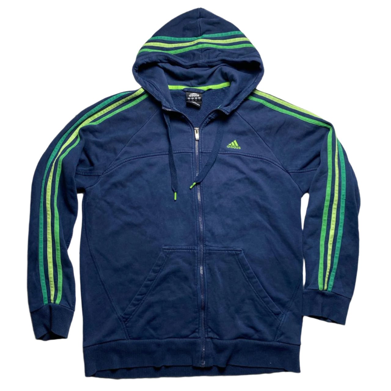 Adidas Performance Essentials Navy Triple Green Stripes Full Tracksuit (M)