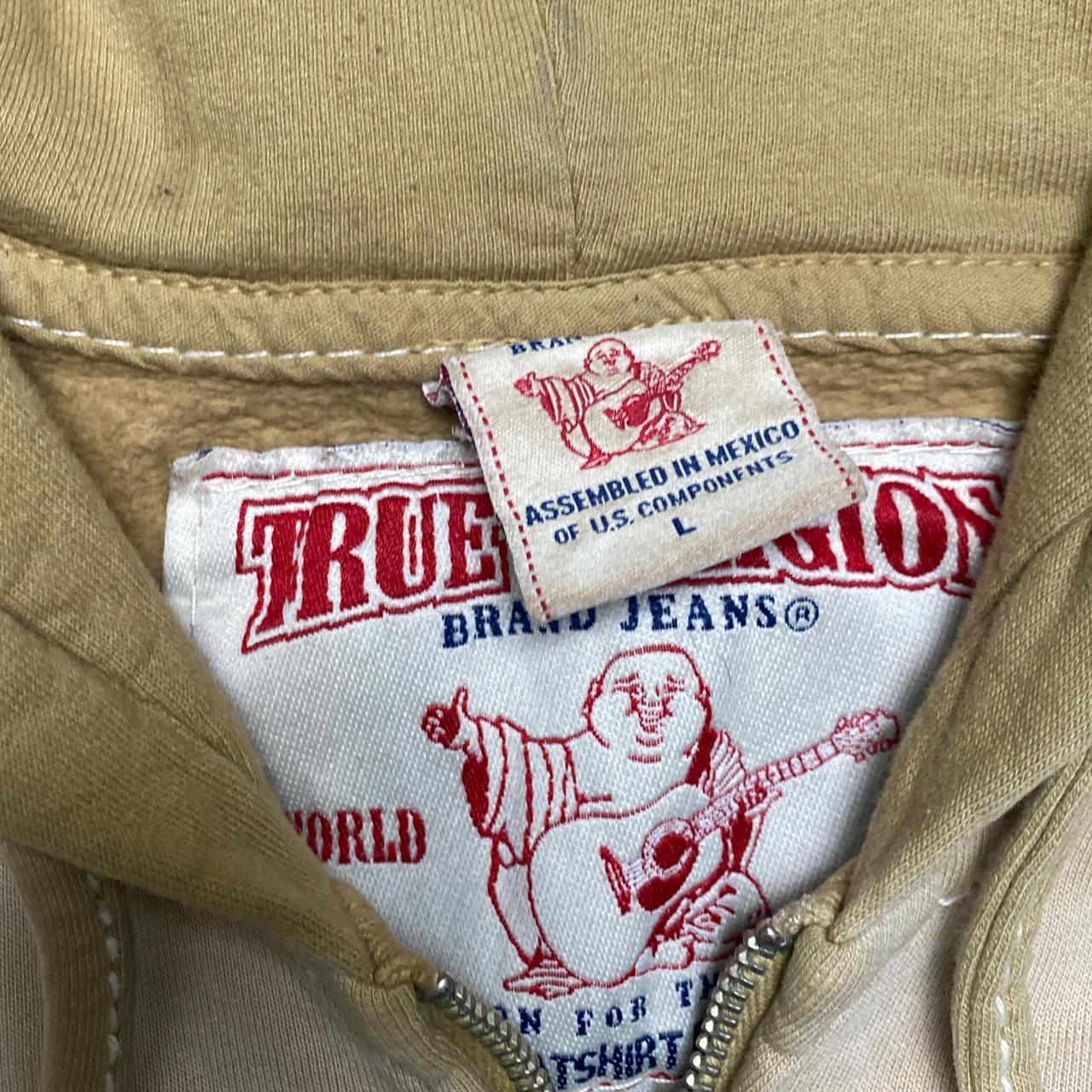 True Religion Ombre Gold and Beige Cream Blend Big Stitch Hoodie (L)