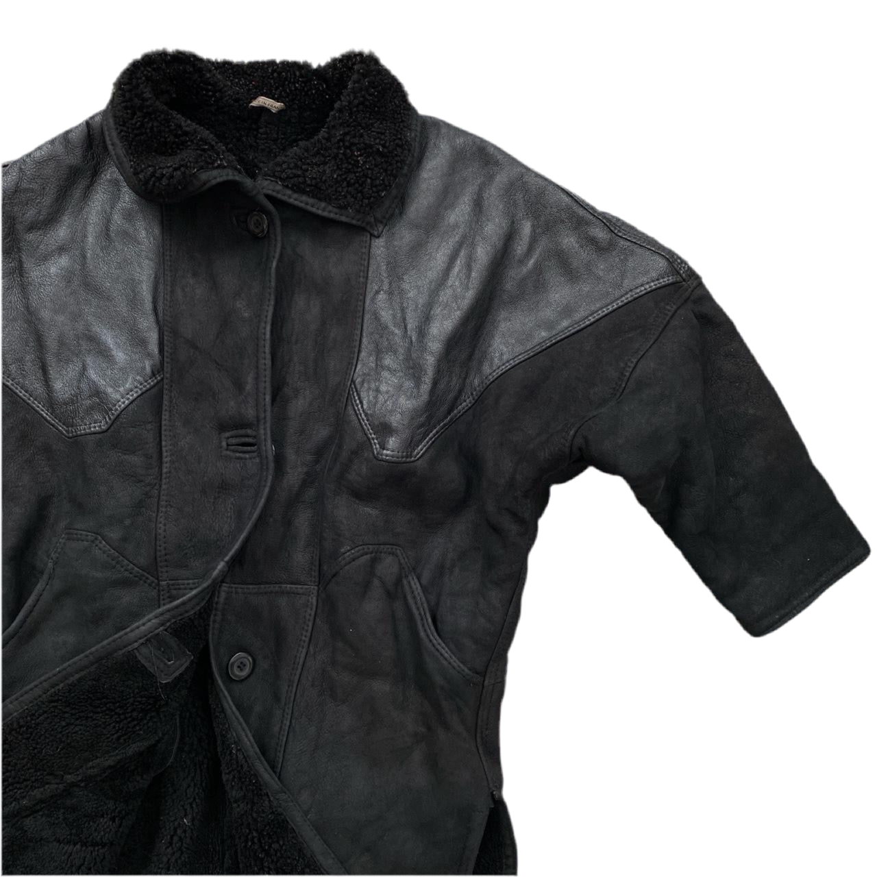 O’Ned Leather Shearling Vintage Womens Coat (L)