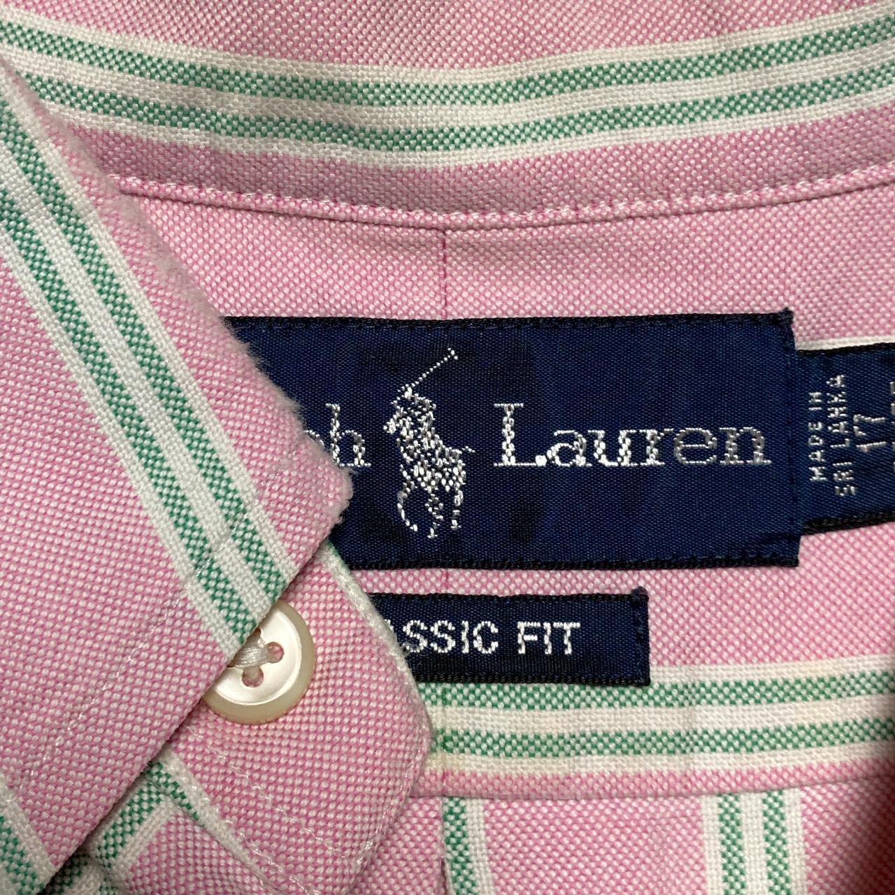 Polo Ralph Lauren Pink Green and White Pin Stripe Long Sleeve Shirt