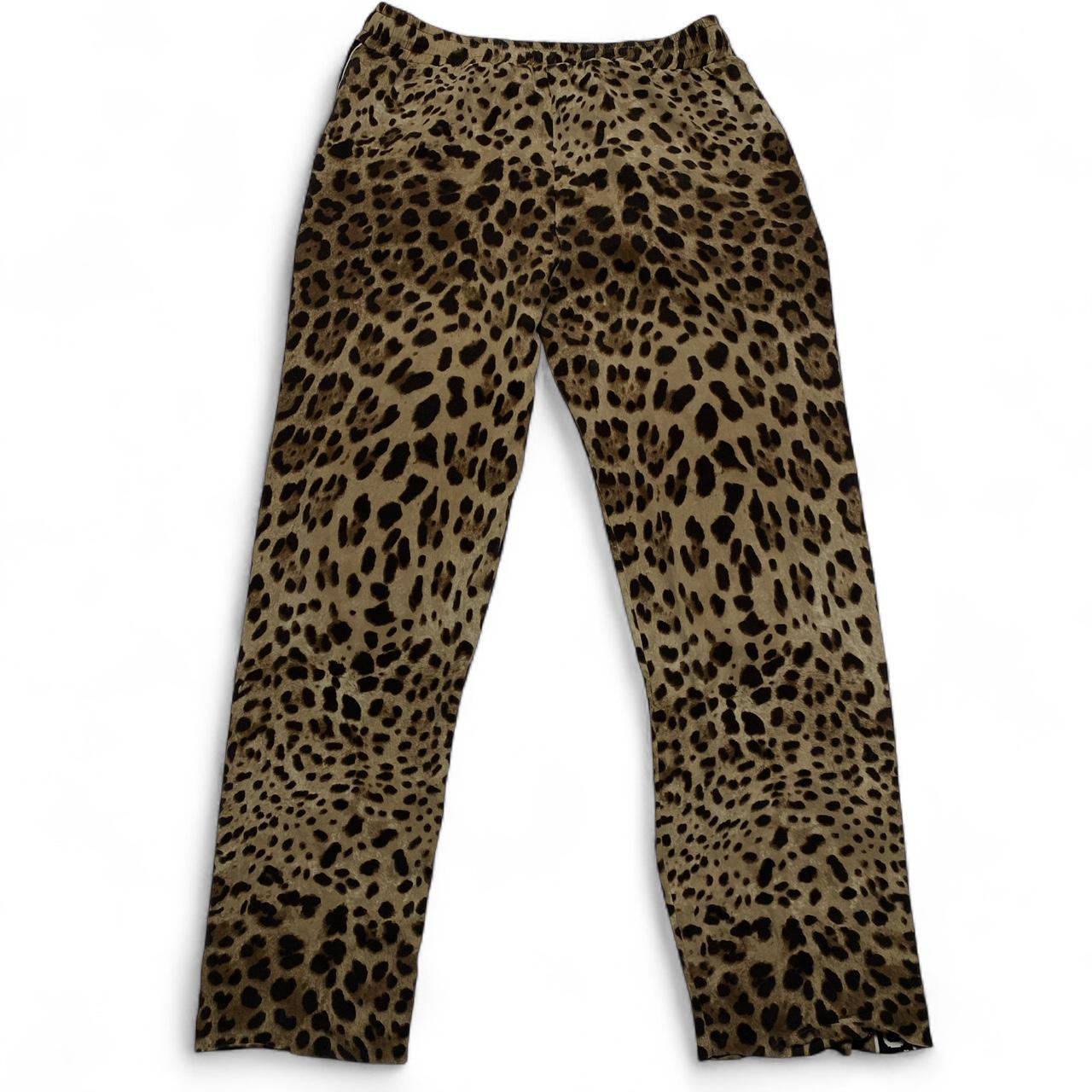 Dolce and Gabbana Womens Vintage Leopard Print Silk Lounge Tracksuit Bottoms (L)