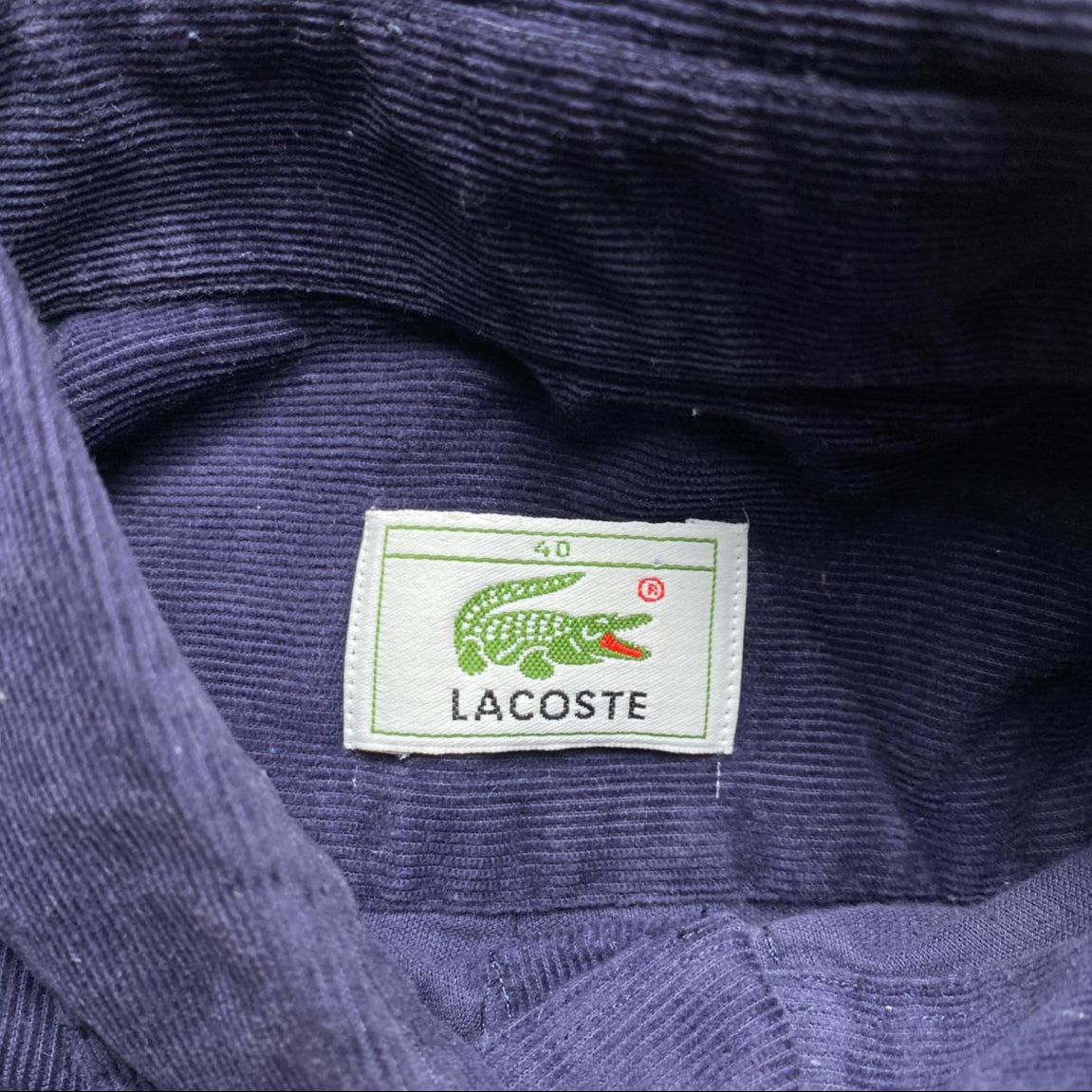 Lacoste Navy Green Croc Corduroy Shirt (L)