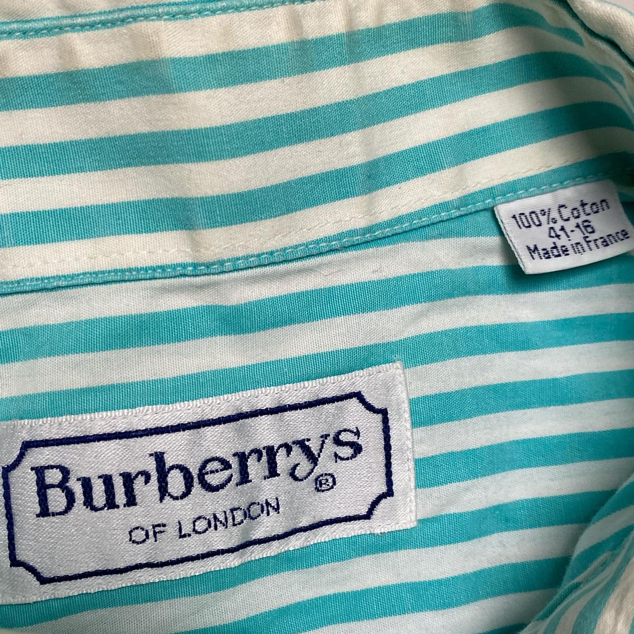 Burberry Burberrys Vintage Striped Light Blue and White Long Sleeve Shirt (L)