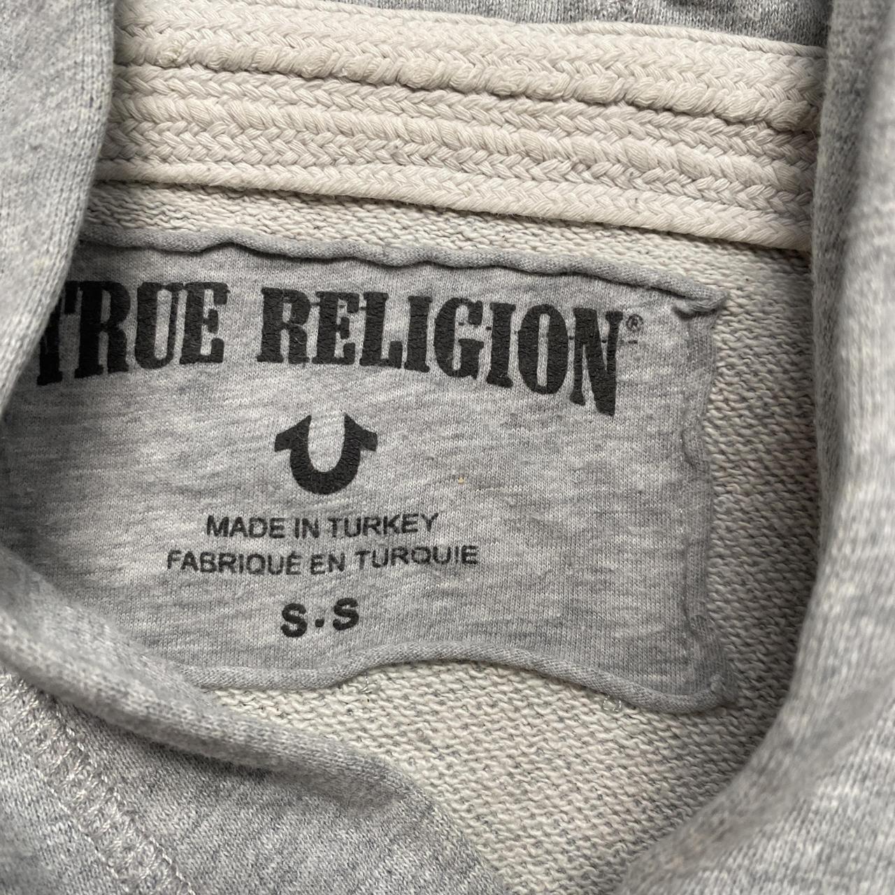 True Religion Grey and Black Pullover Hoodie (S)