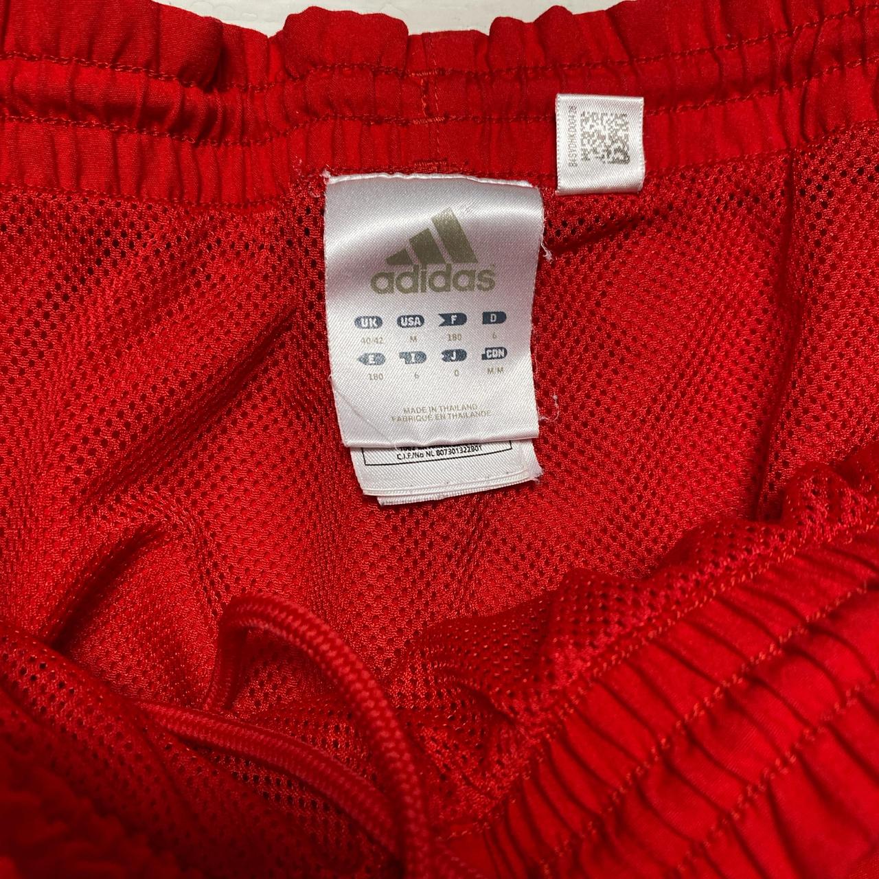 Adidas Red and White Stripes Shell Baggy Trackpant Bottoms (M)