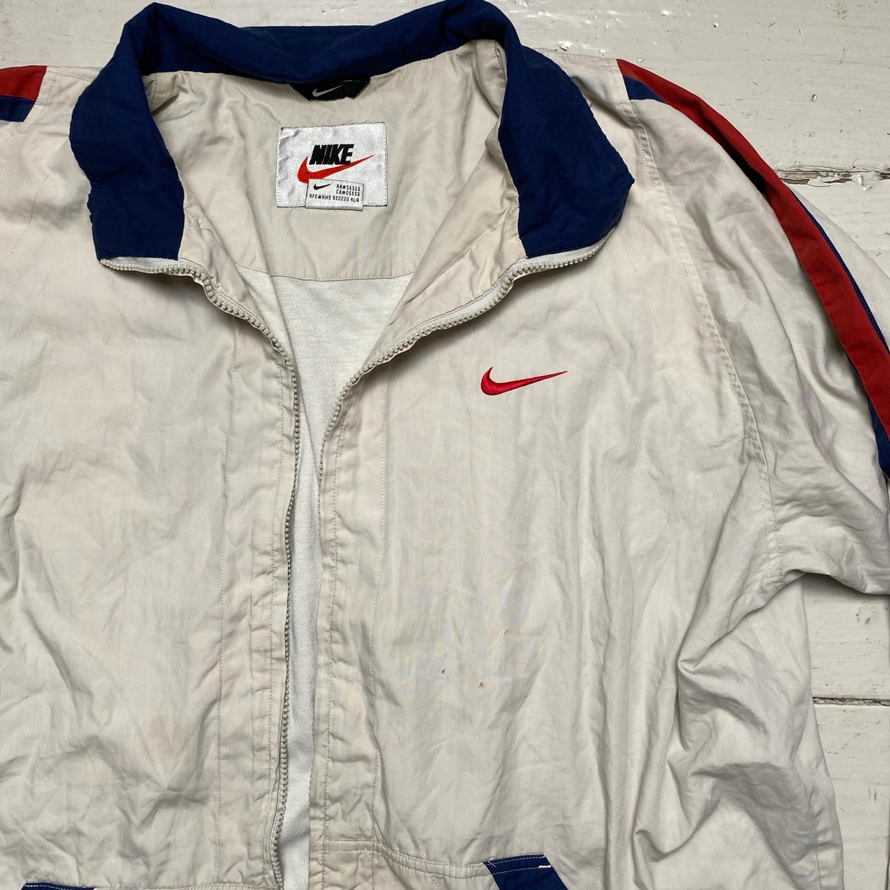 Nike Vintage 90’s Cream Navy and Red Tracksuit Nylon Shell Jacket (XL)