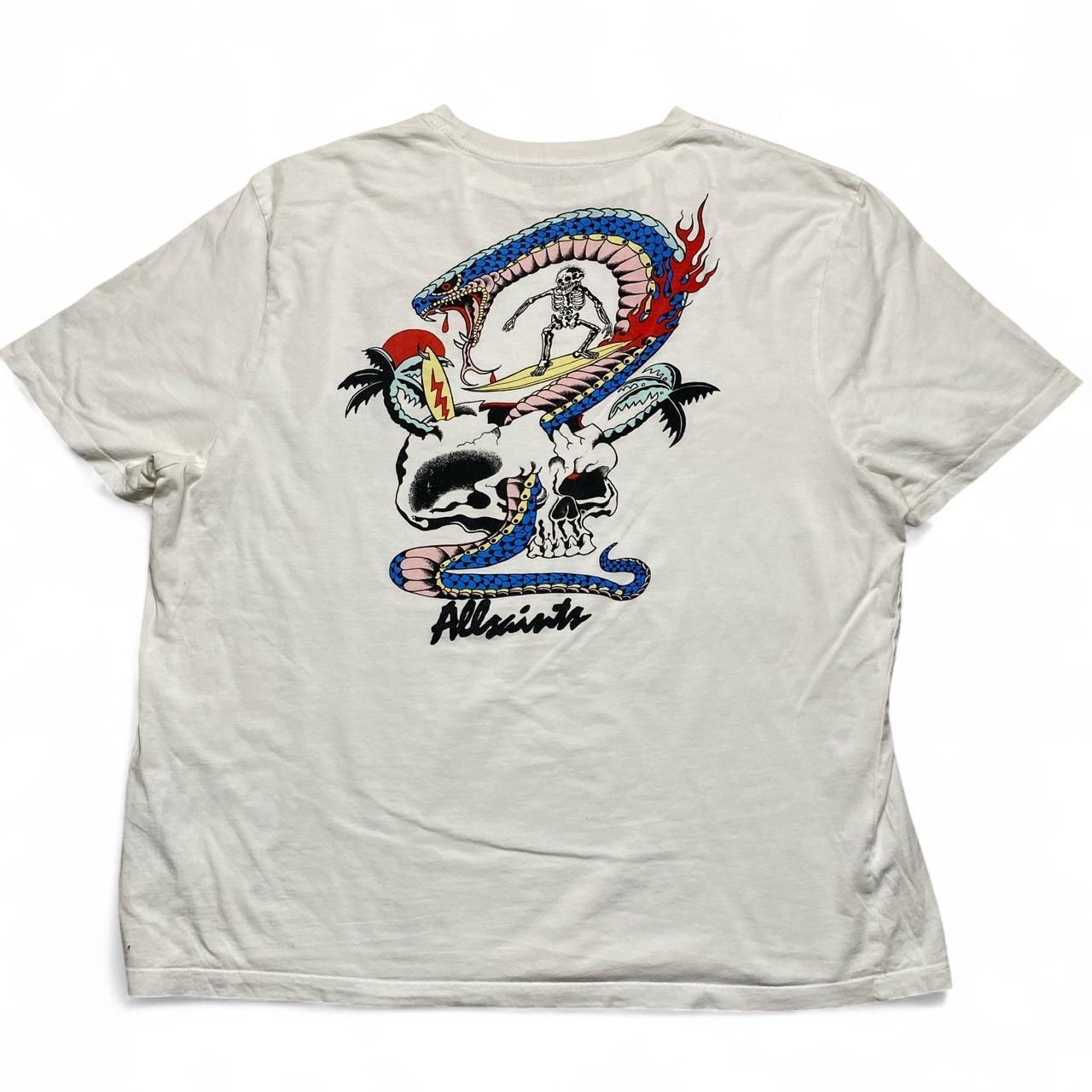 AllSaints White Skull Snake Surfer T Shirt (2XL)