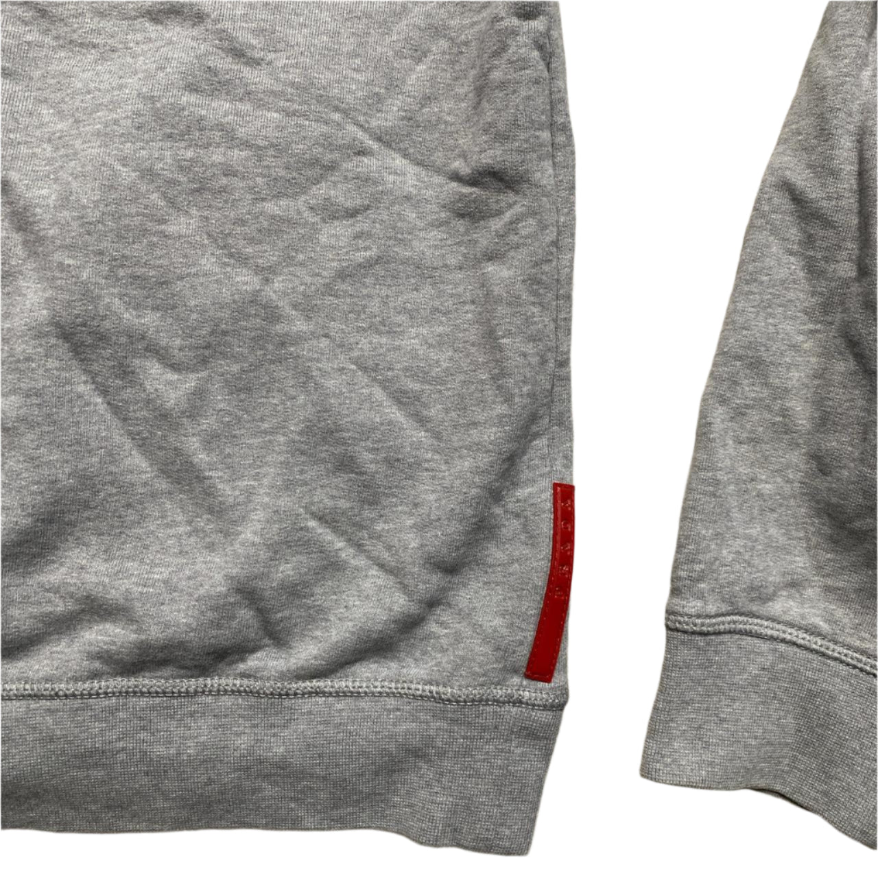 Prada Sport Red Tab Vintage Grey Hoodie Nylon Hood (XL)