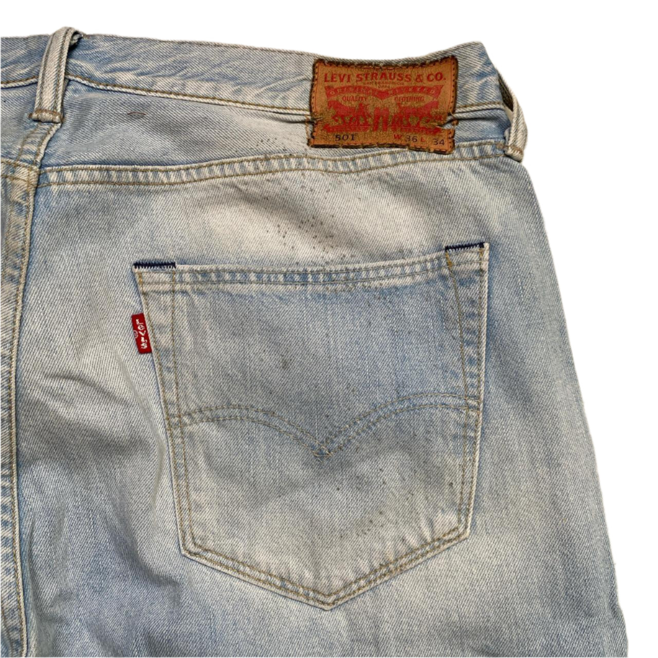 Levis 501 Light Blue Vintage Stonewash Jeans (36W)